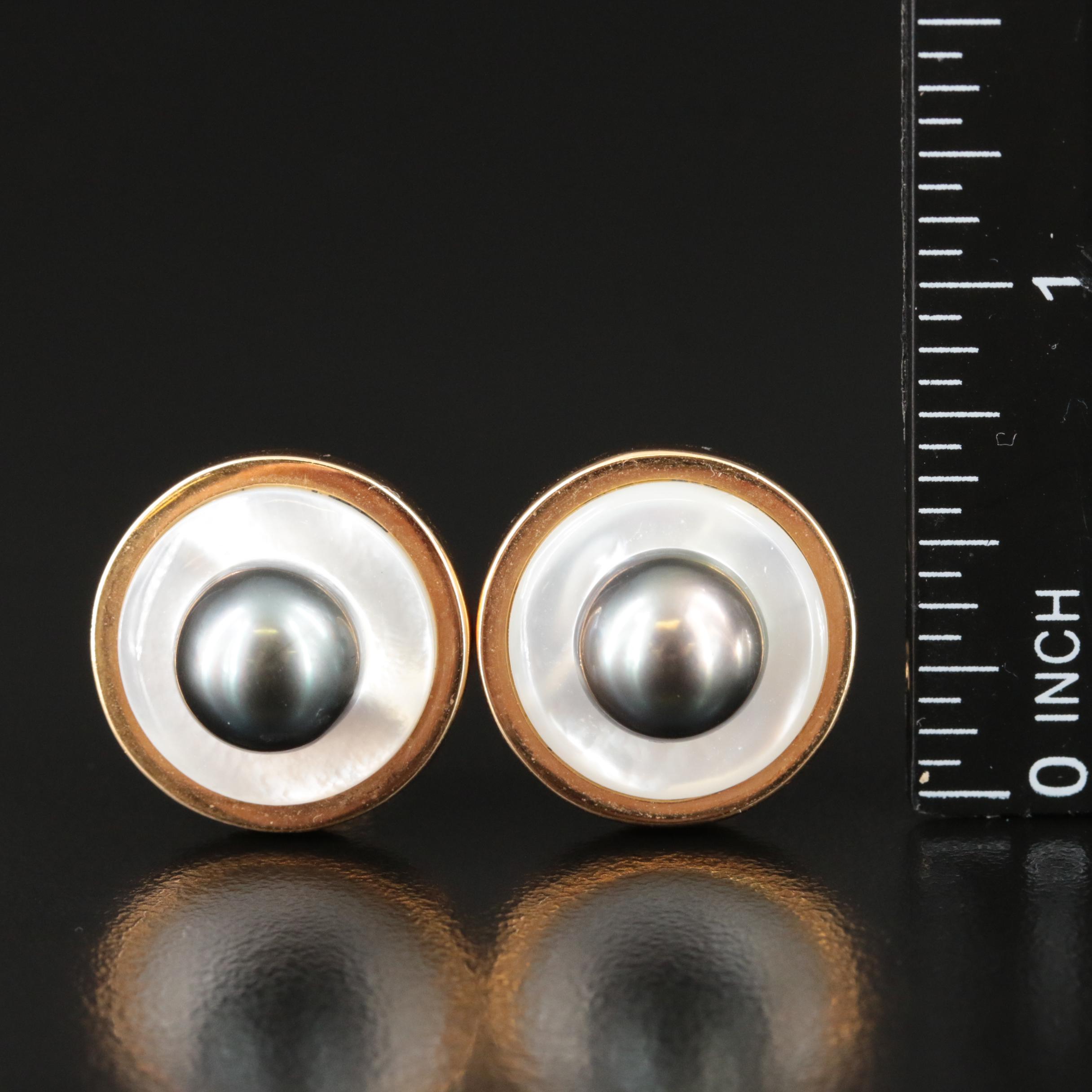 18K Pearl and Mother-of-Pearl Earrings