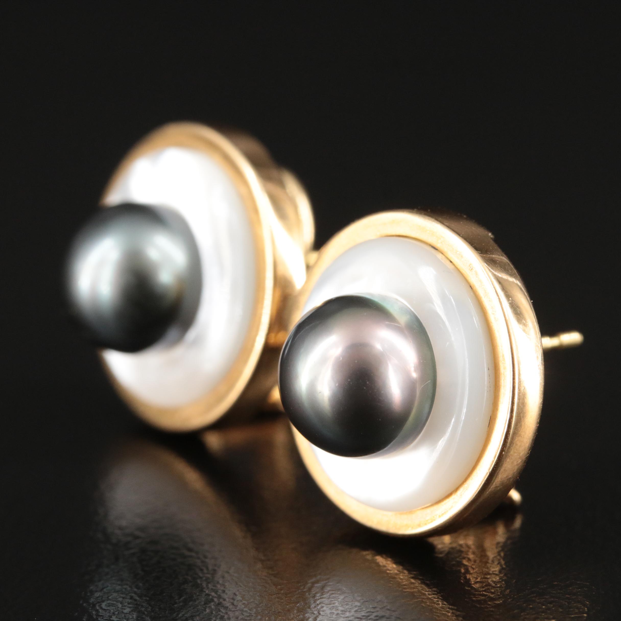 18K Pearl and Mother-of-Pearl Earrings