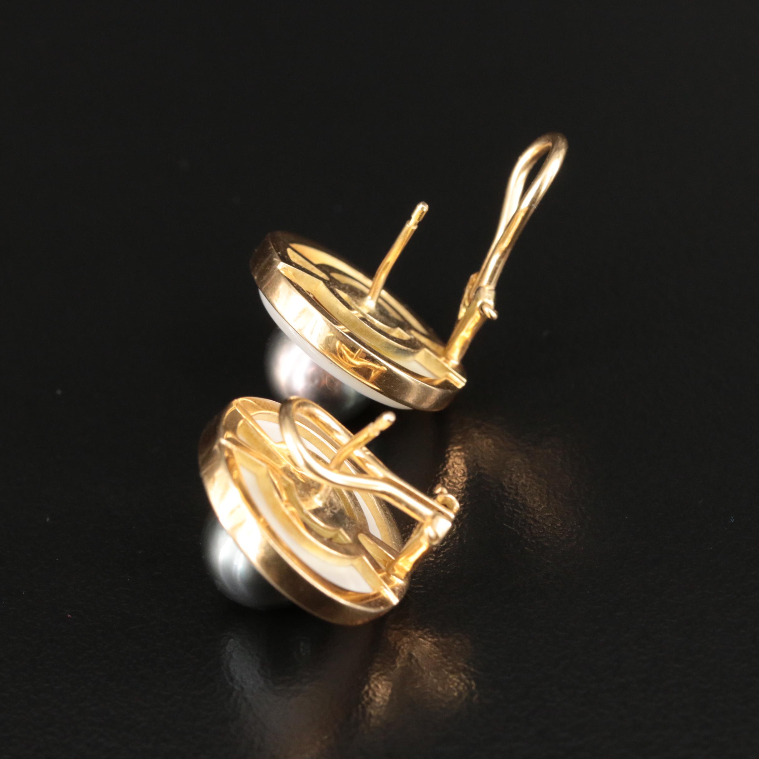18K Pearl and Mother-of-Pearl Earrings