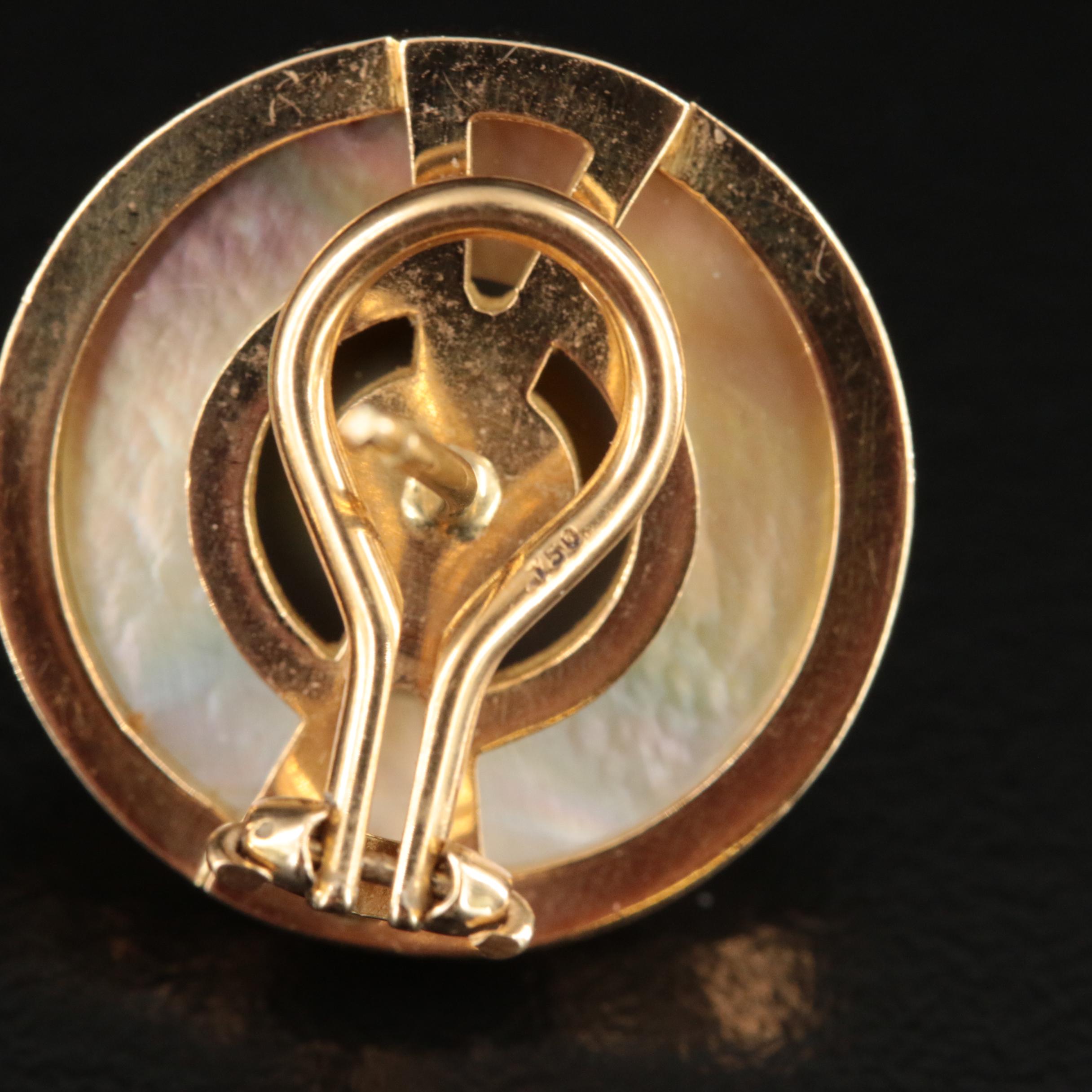 18K Pearl and Mother-of-Pearl Earrings