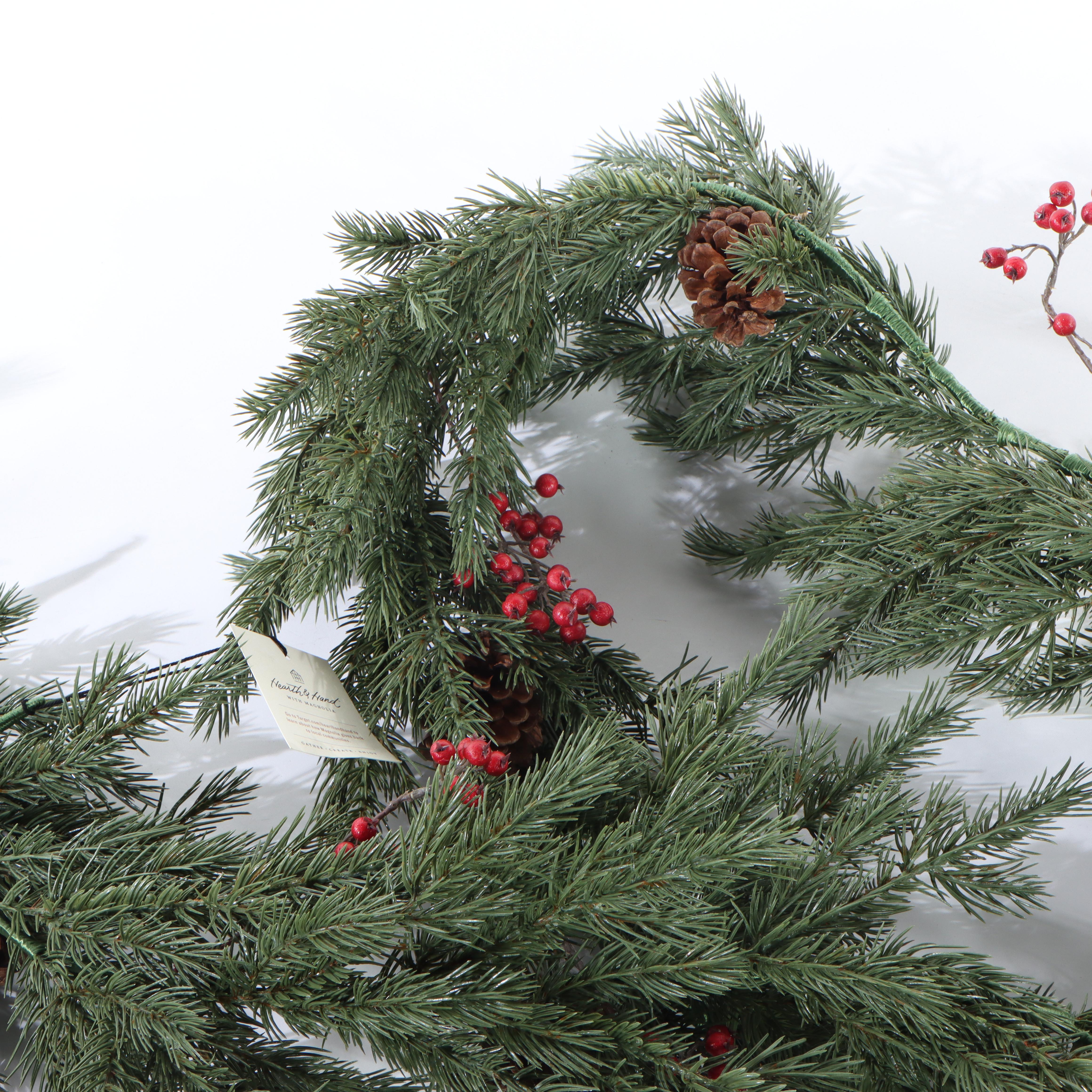 10' Hearth & Hand with Magnolia Artificial Pine Garlands with Pinecone Accents