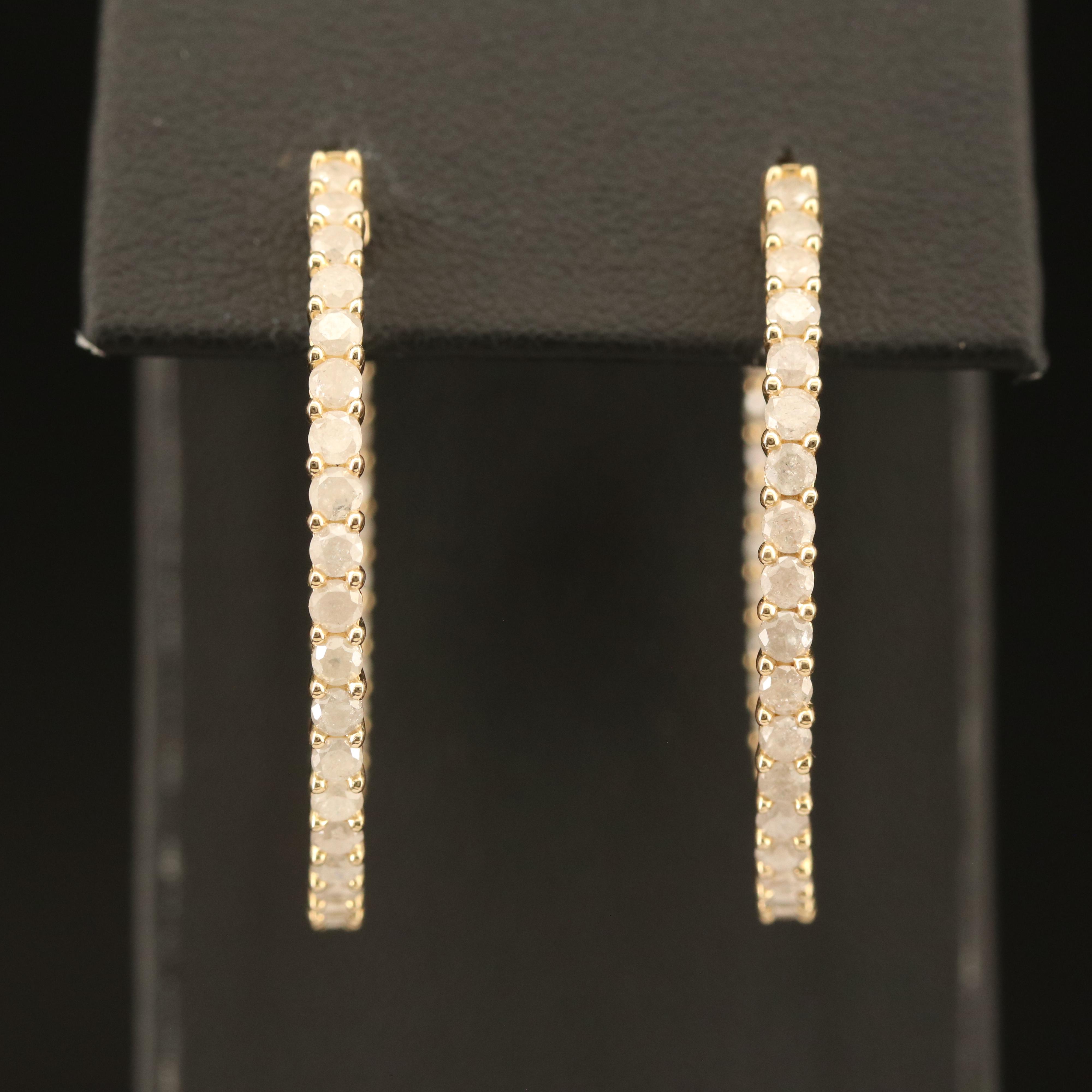 14K 3.04 CTW Diamond Inside-Out Hoop Earrings