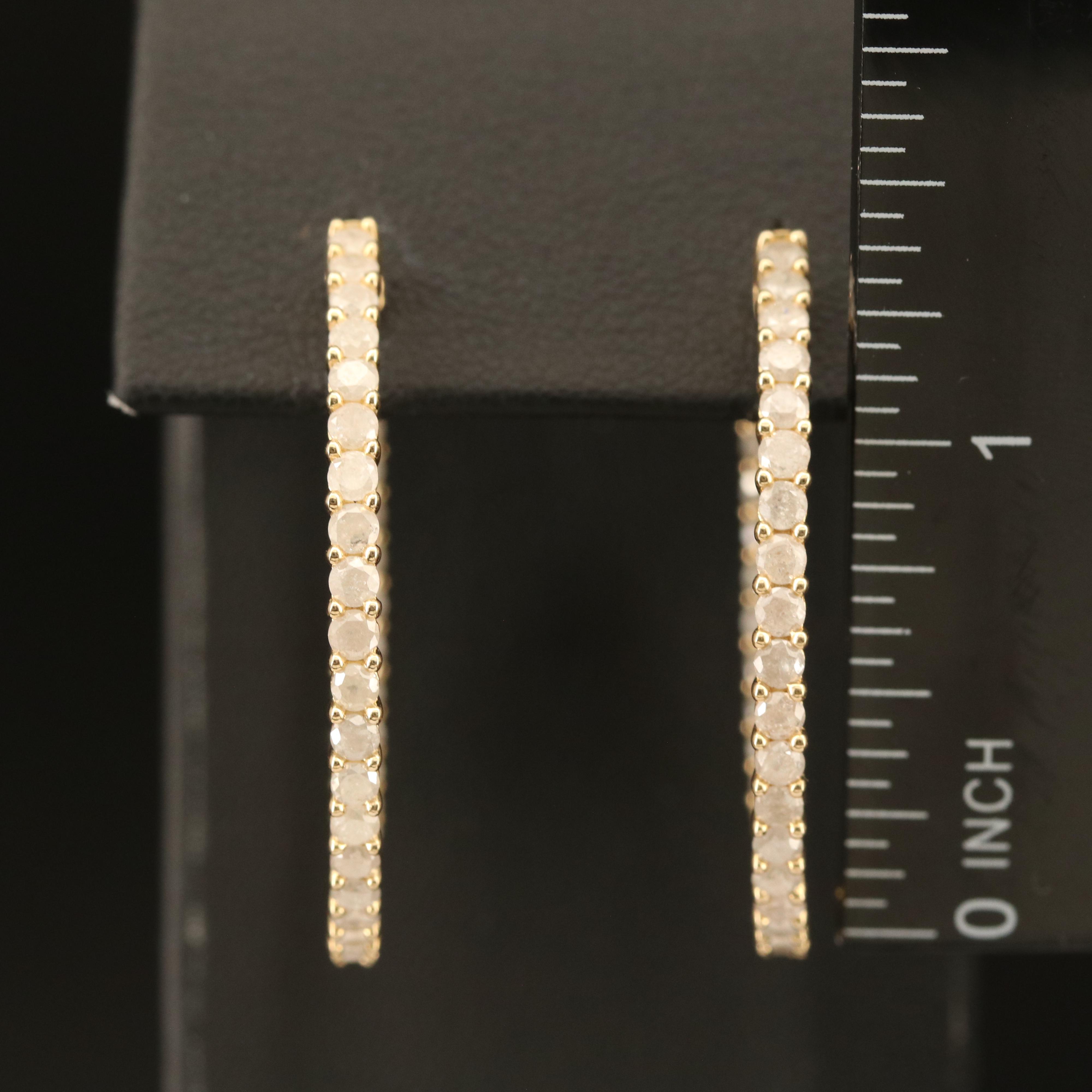 14K 3.04 CTW Diamond Inside-Out Hoop Earrings