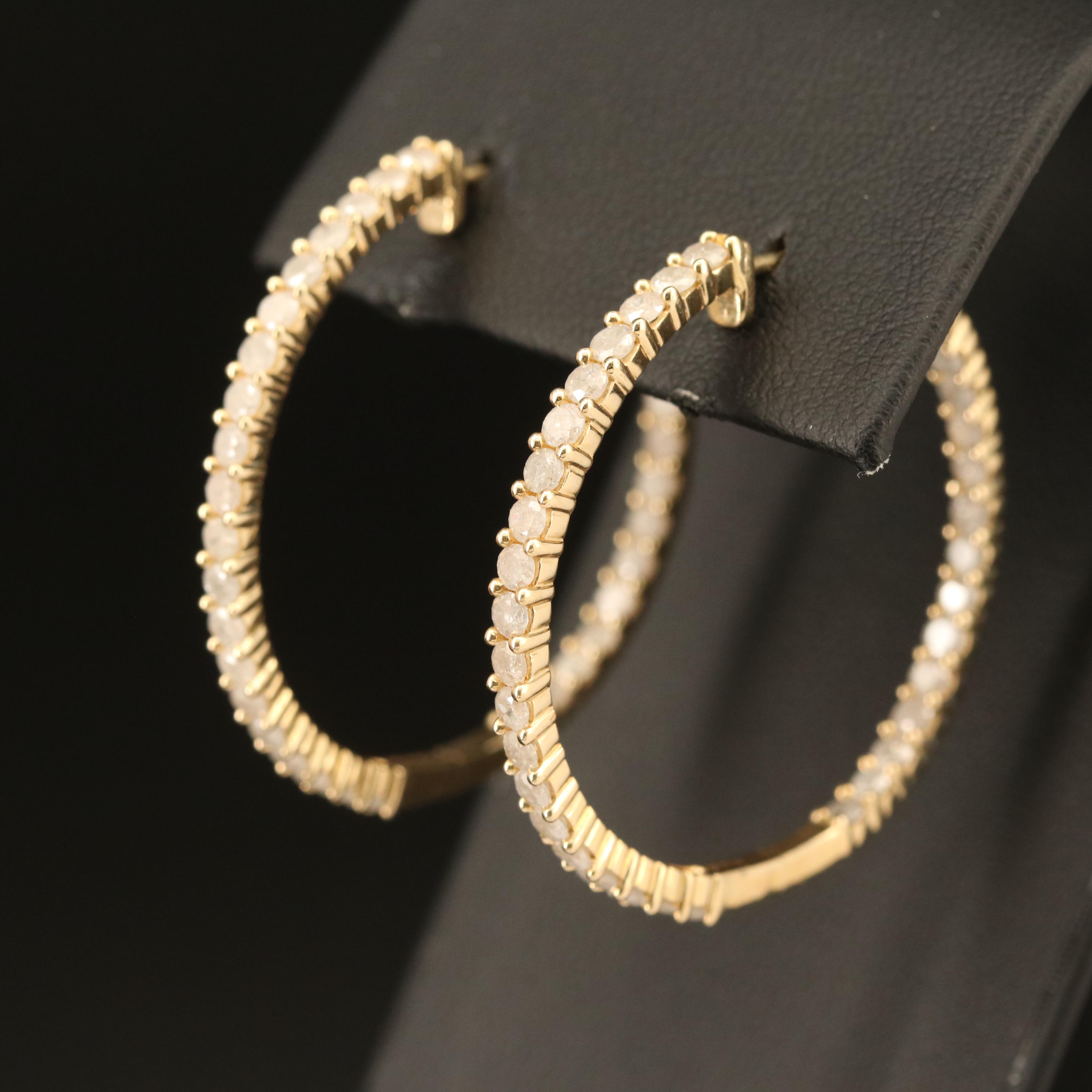 14K 3.04 CTW Diamond Inside-Out Hoop Earrings