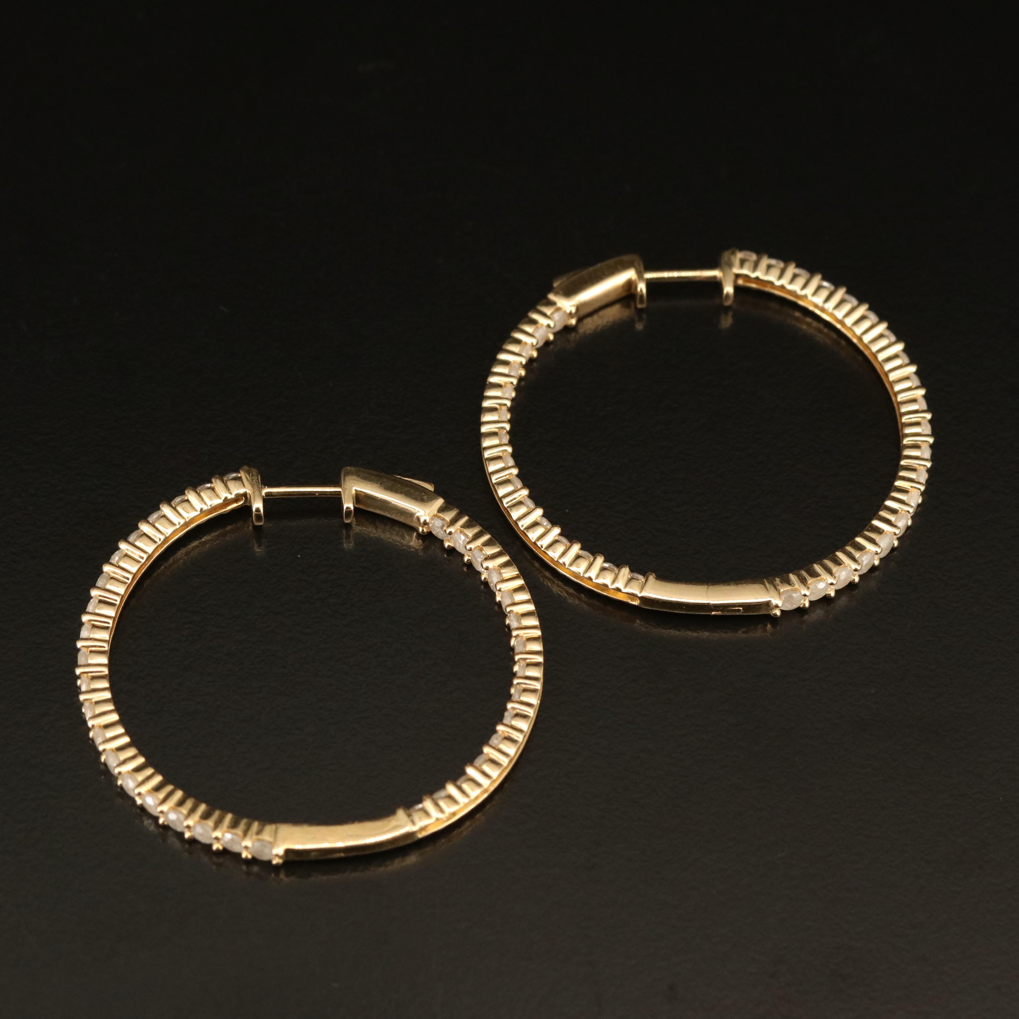 14K 3.04 CTW Diamond Inside-Out Hoop Earrings