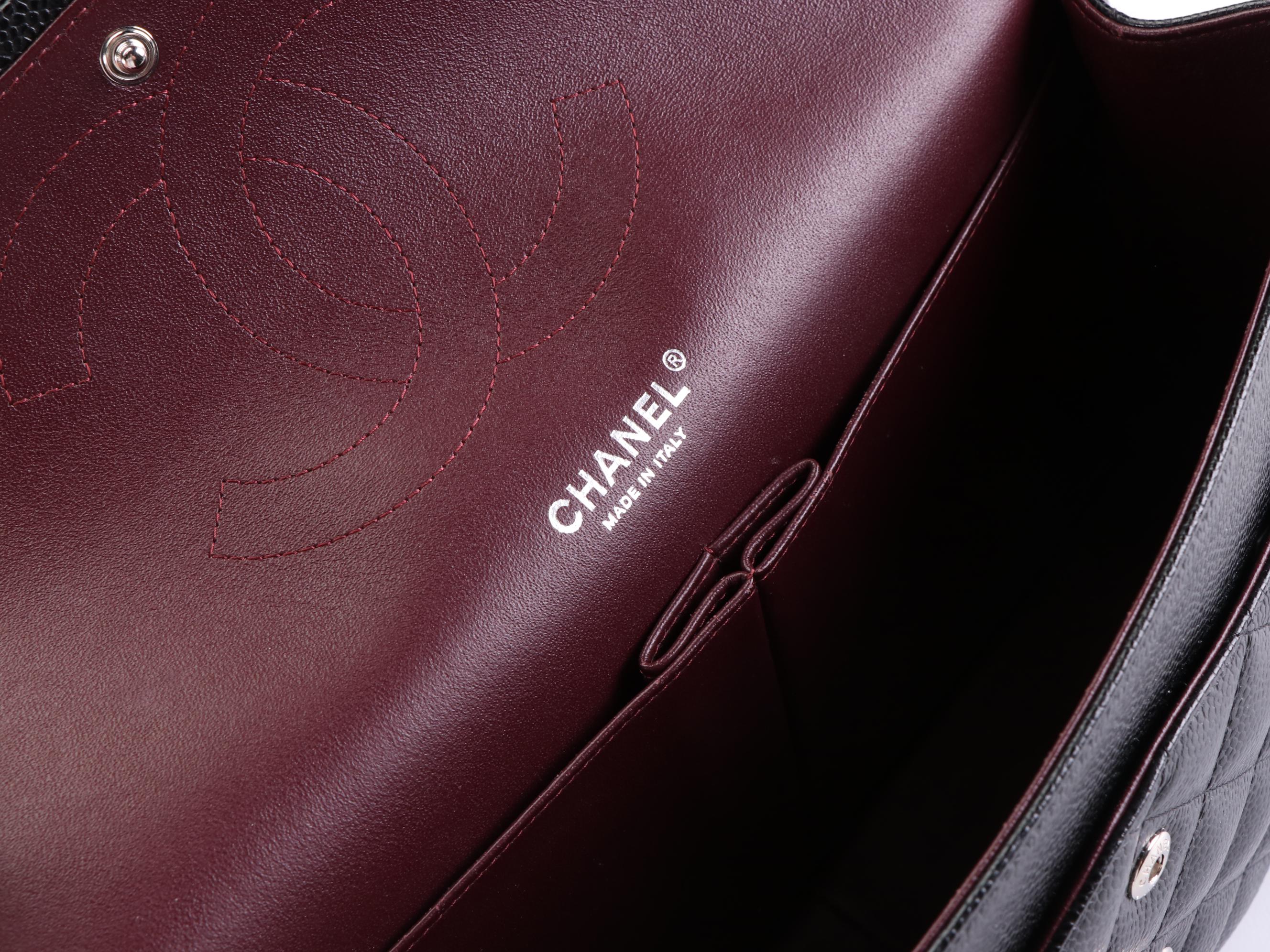 Chanel Timeless Classic Flap Bag Jumbo in Black Caviar Leather with Box