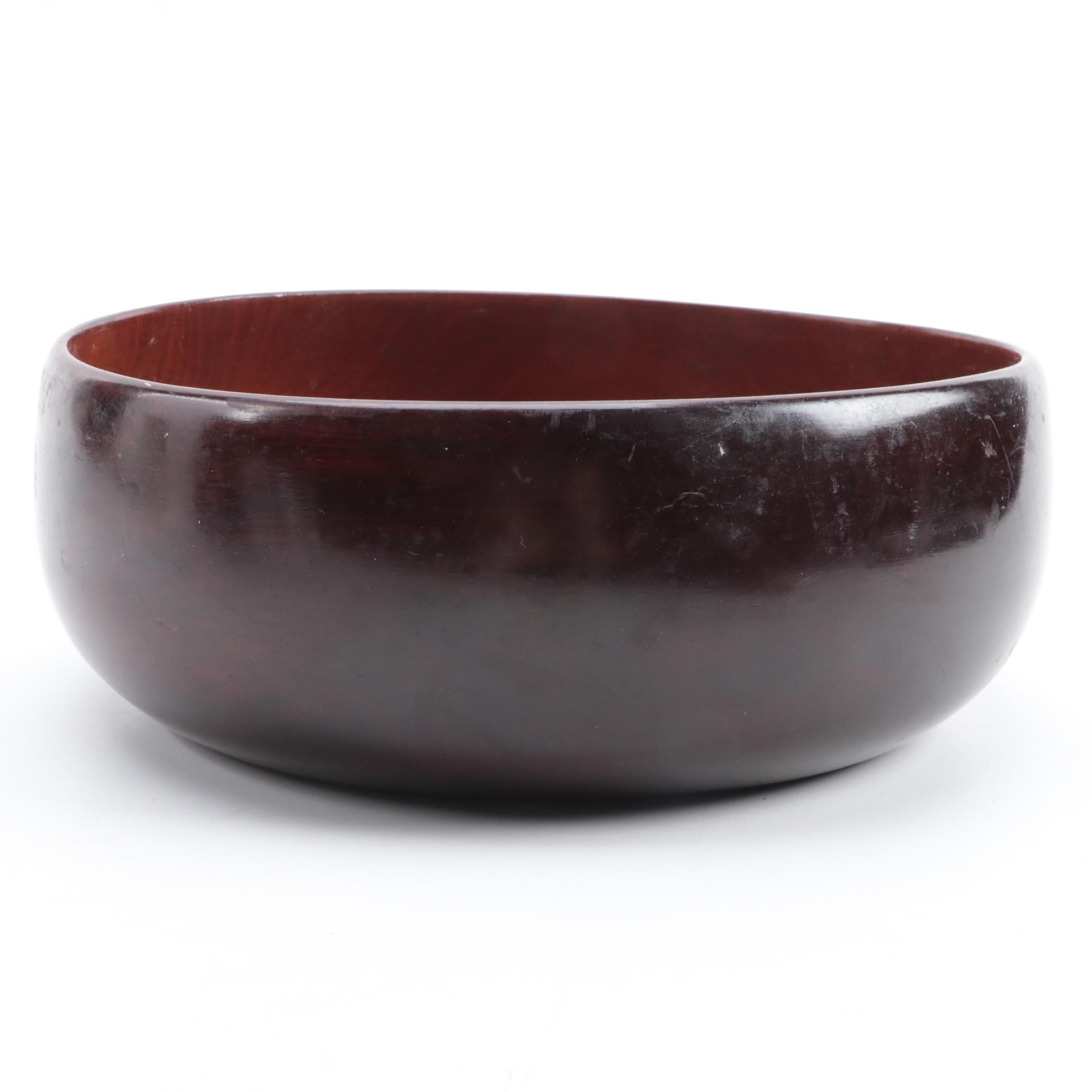 Haitian Pantalcraft Mahogany Serving Bowl and Dinner Bowls