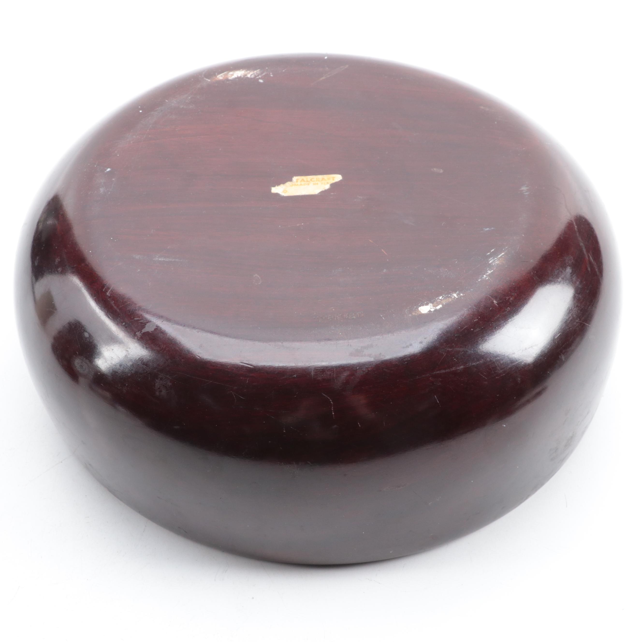 Haitian Pantalcraft Mahogany Serving Bowl and Dinner Bowls