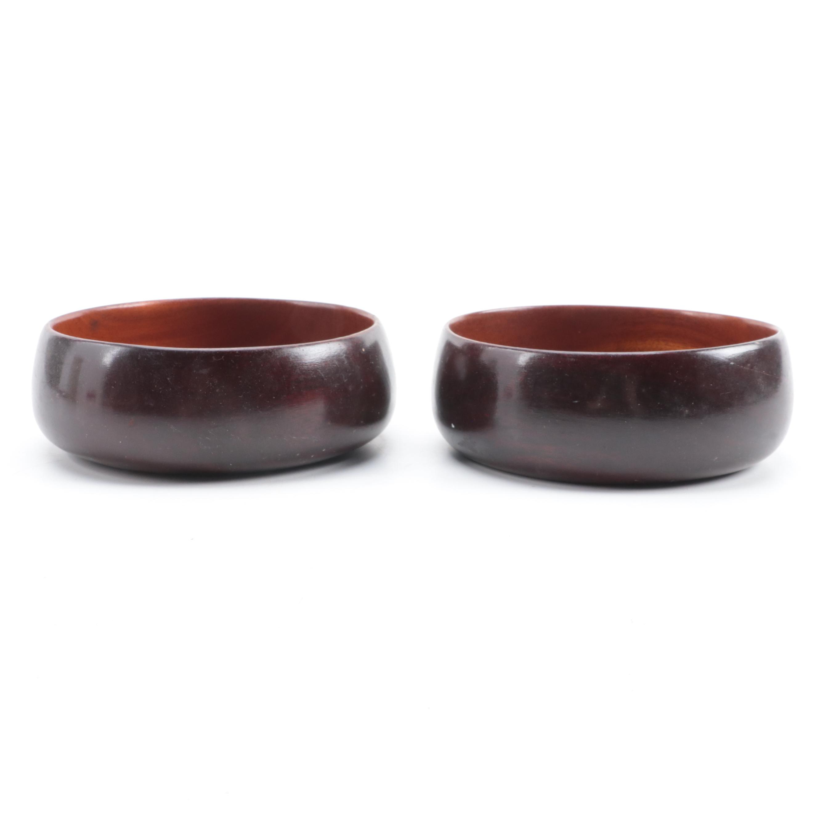Haitian Pantalcraft Mahogany Serving Bowl and Dinner Bowls
