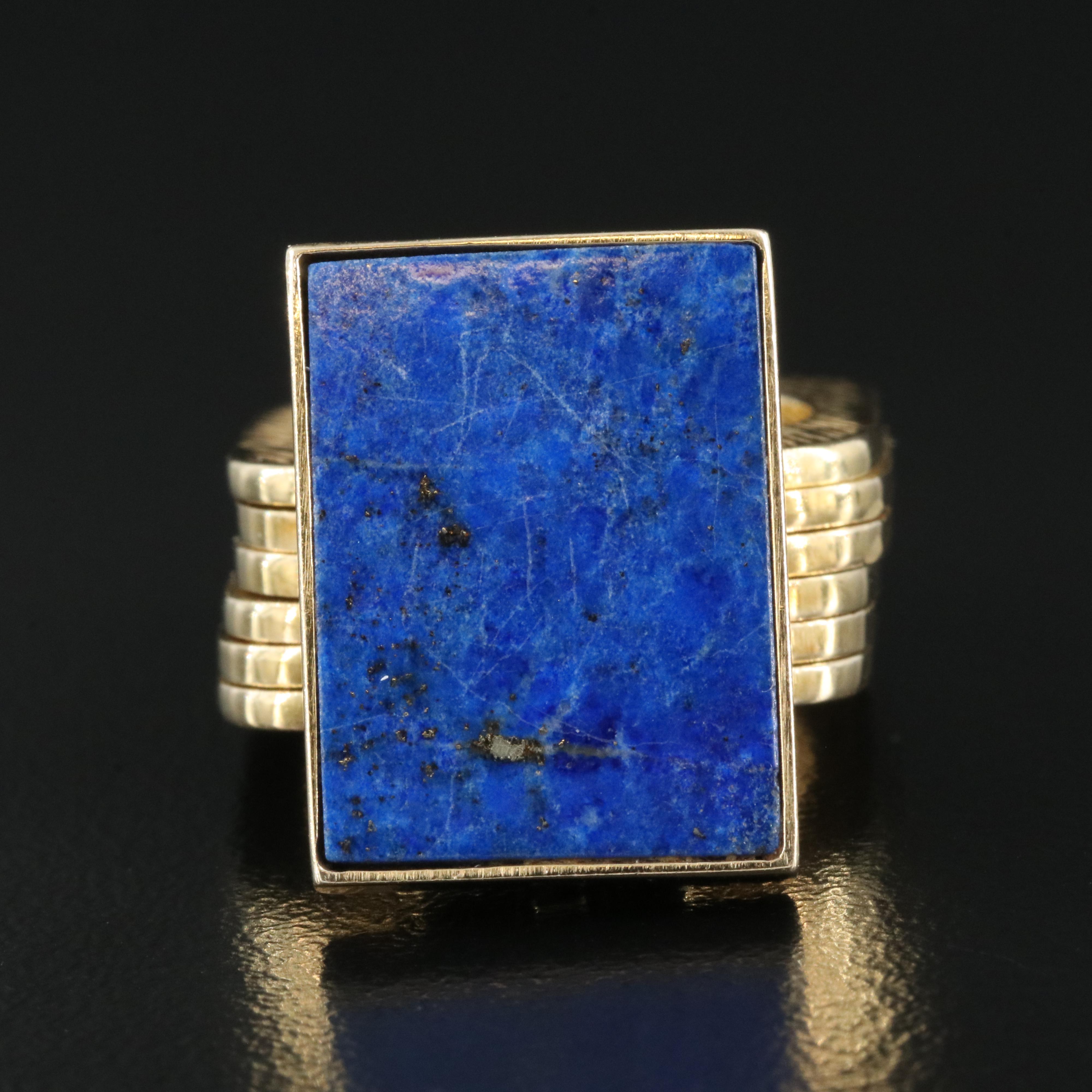 1970s 14K Lapis Lazuli Convertible Bracelet Ring