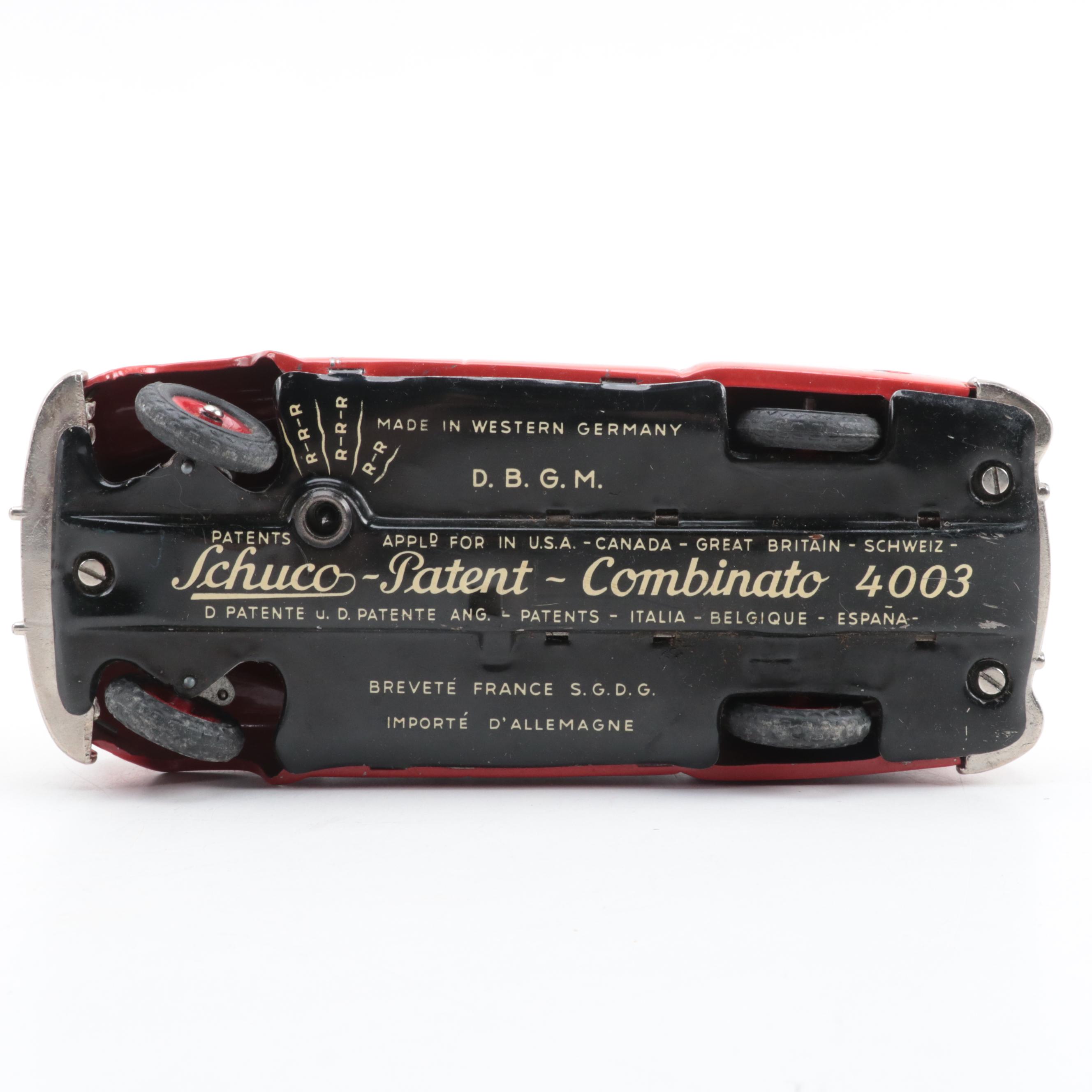 Germany Schuco Combinato 4003 Tin Litho Windup Diecast Toy Car, Mid-20th C