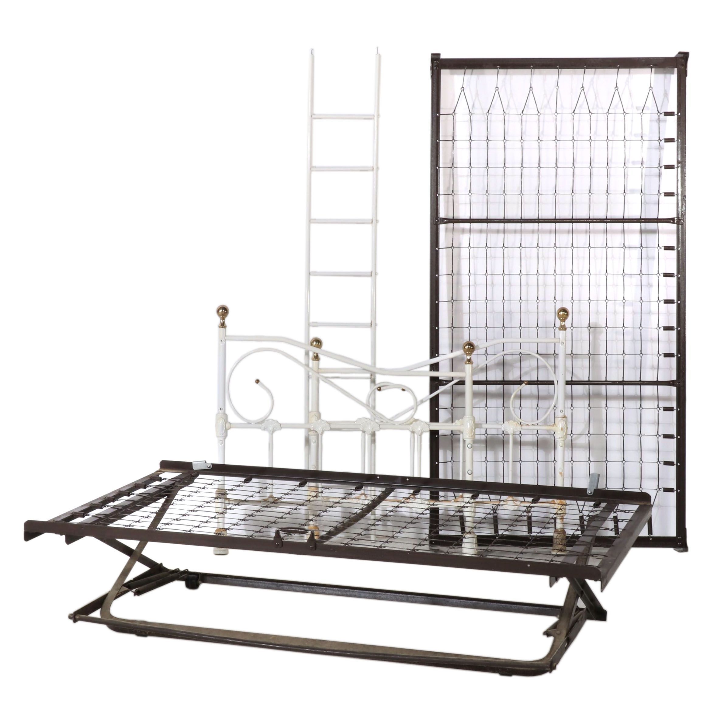 Victorian Style Painted Iron and Brass Day Bed Frame