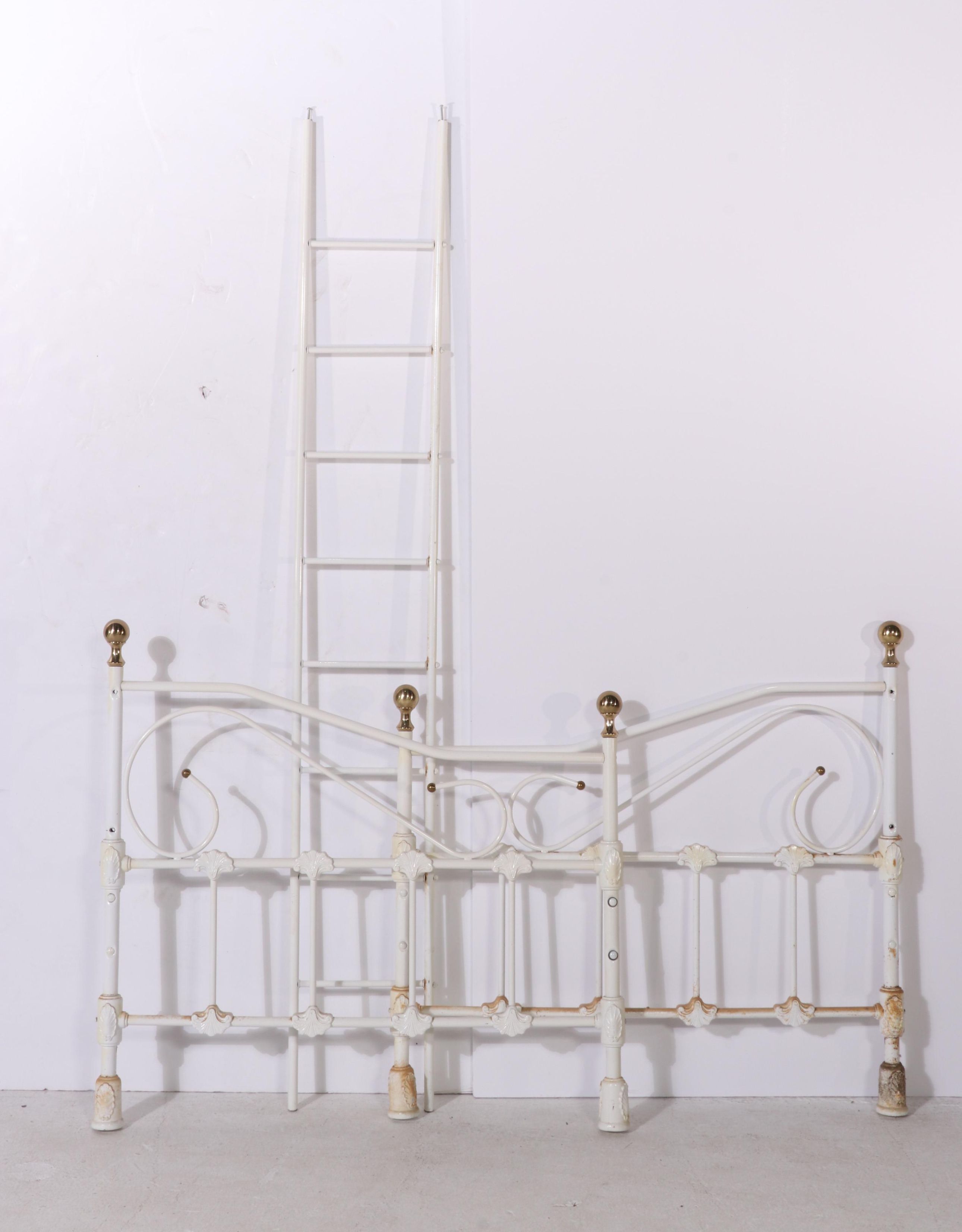 Victorian Style Painted Iron and Brass Day Bed Frame