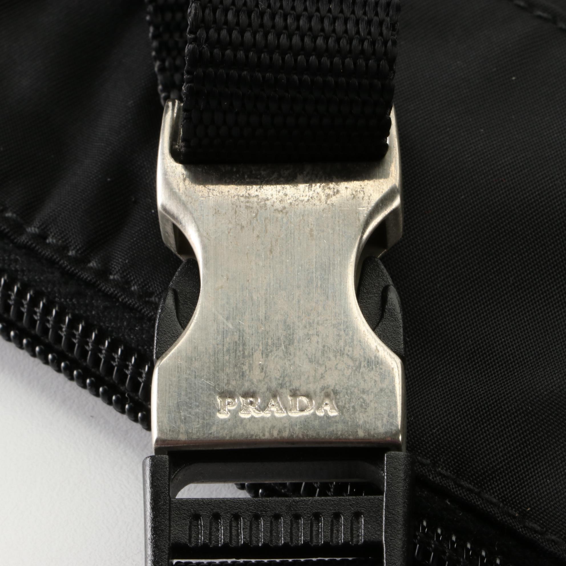 Prada Belt Bag in Black Nylon Gabardine with Leather Trim