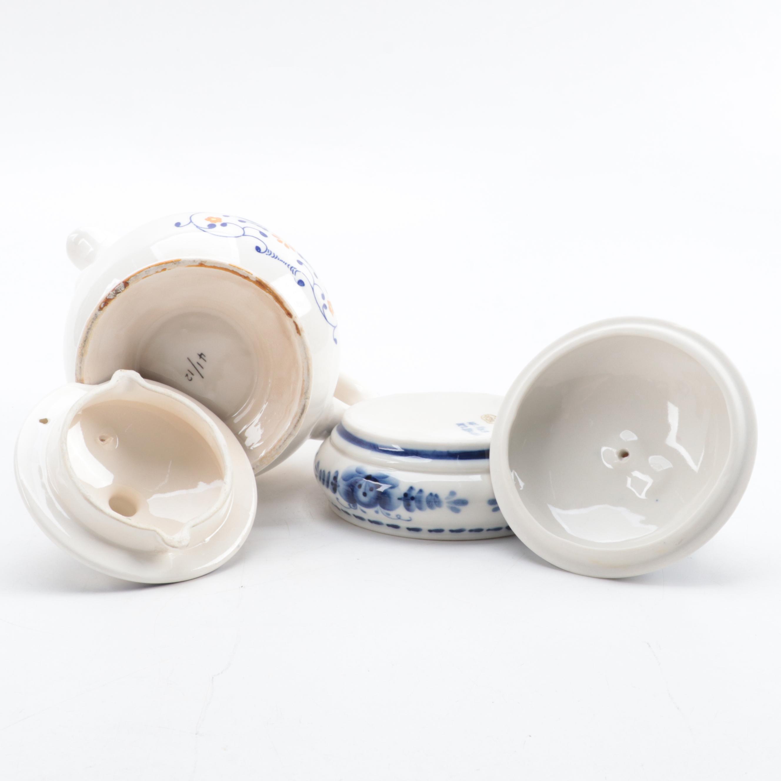 Russian Gzhel and Other Earthenware Table Accessories