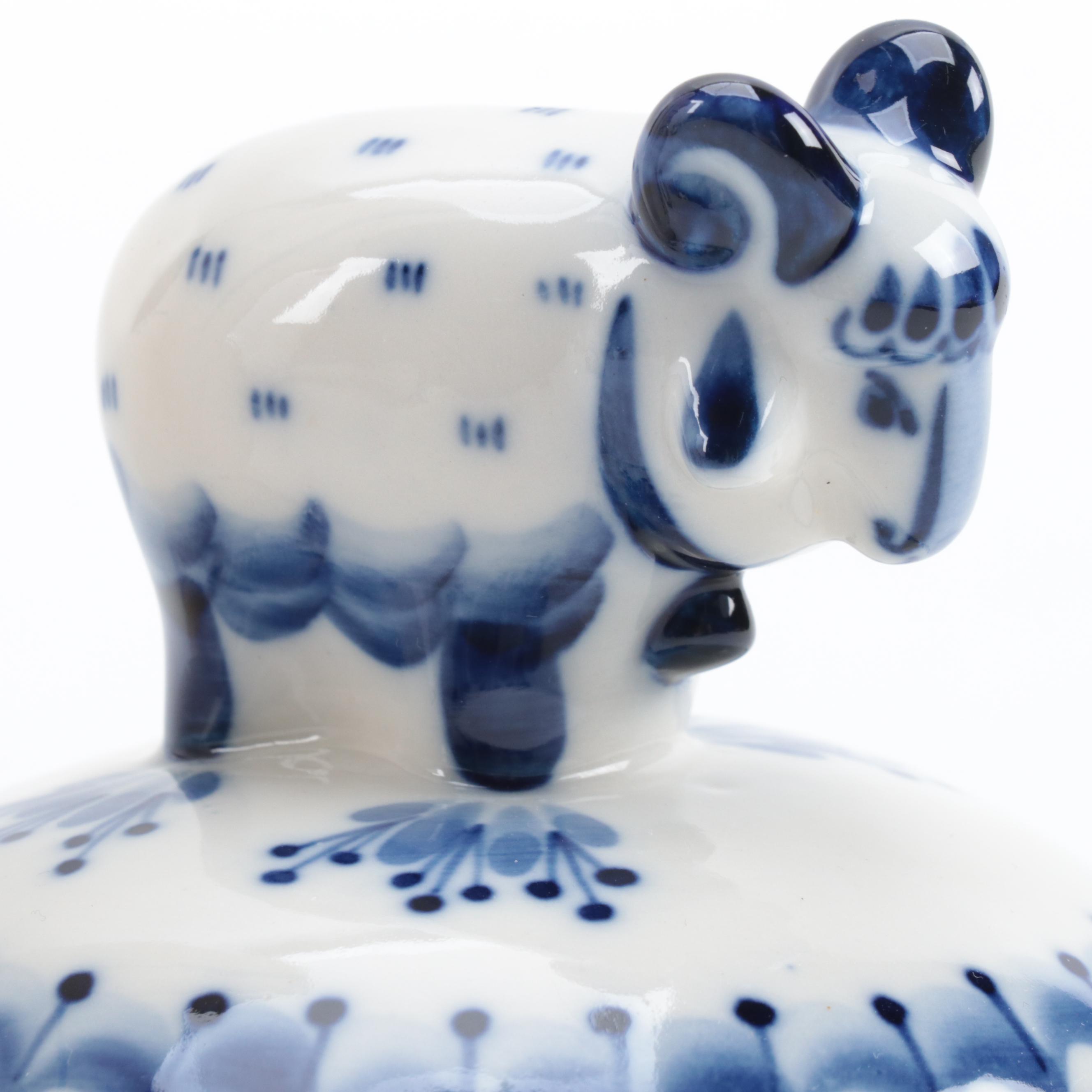 Russian Gzhel and Other Earthenware Table Accessories