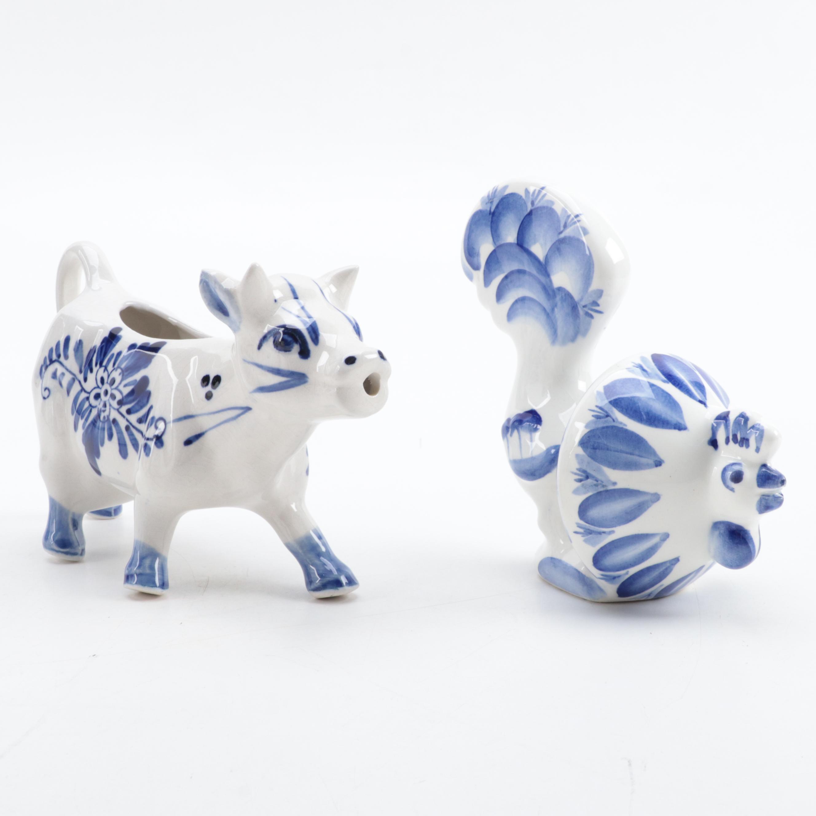 Russian Gzhel and Other Earthenware Table Accessories