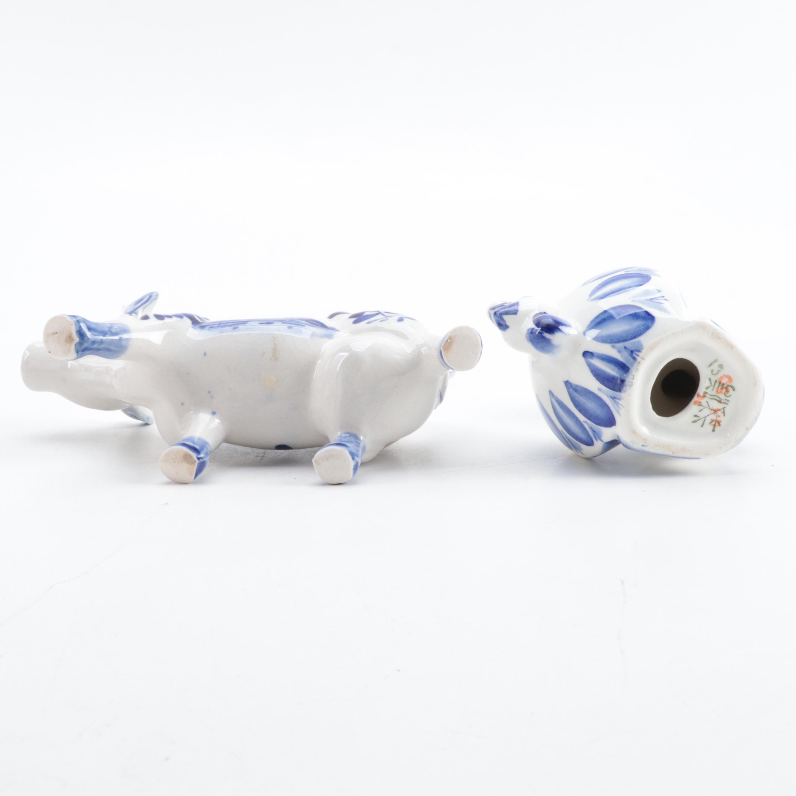 Russian Gzhel and Other Earthenware Table Accessories