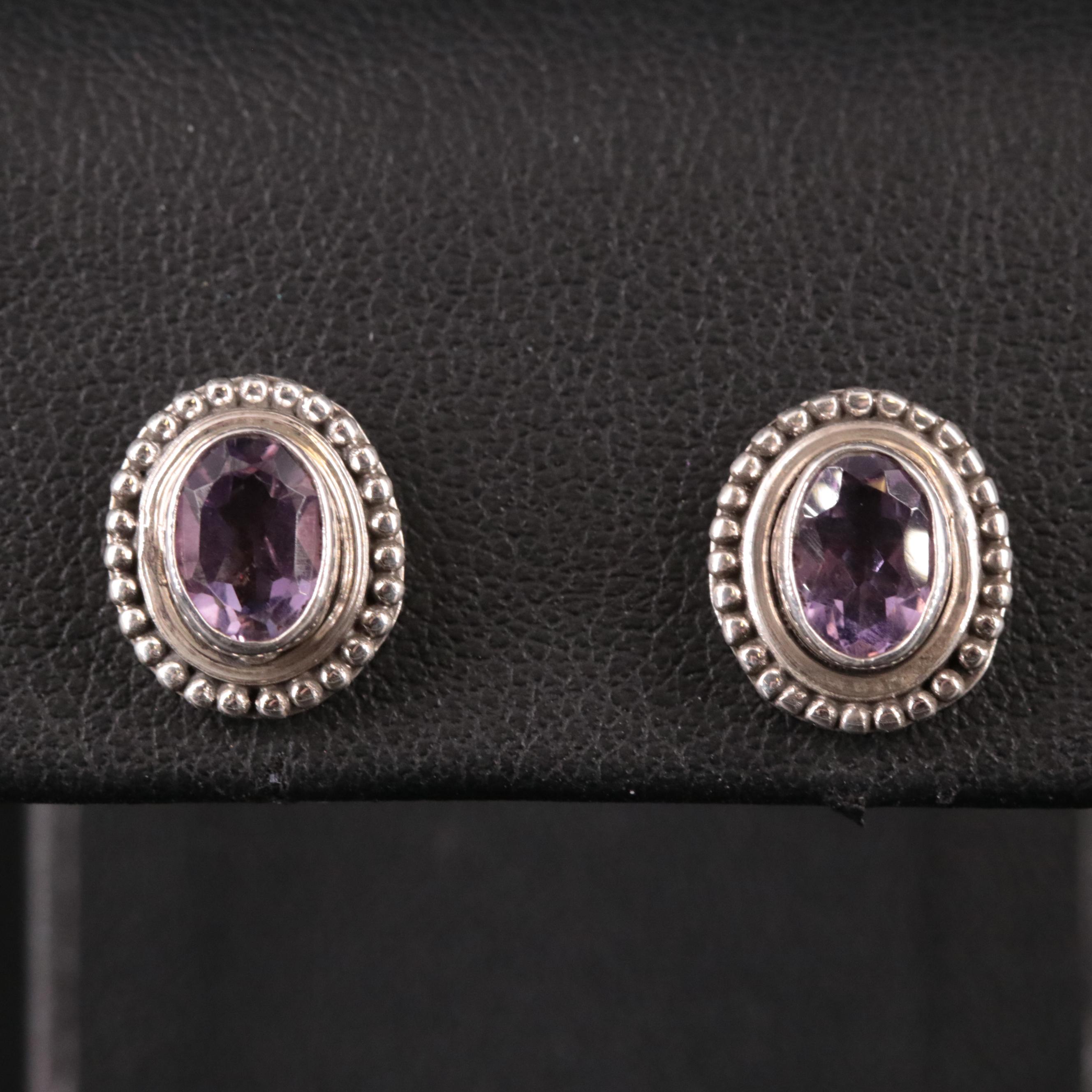Sterling Amethyst Stud Earrings