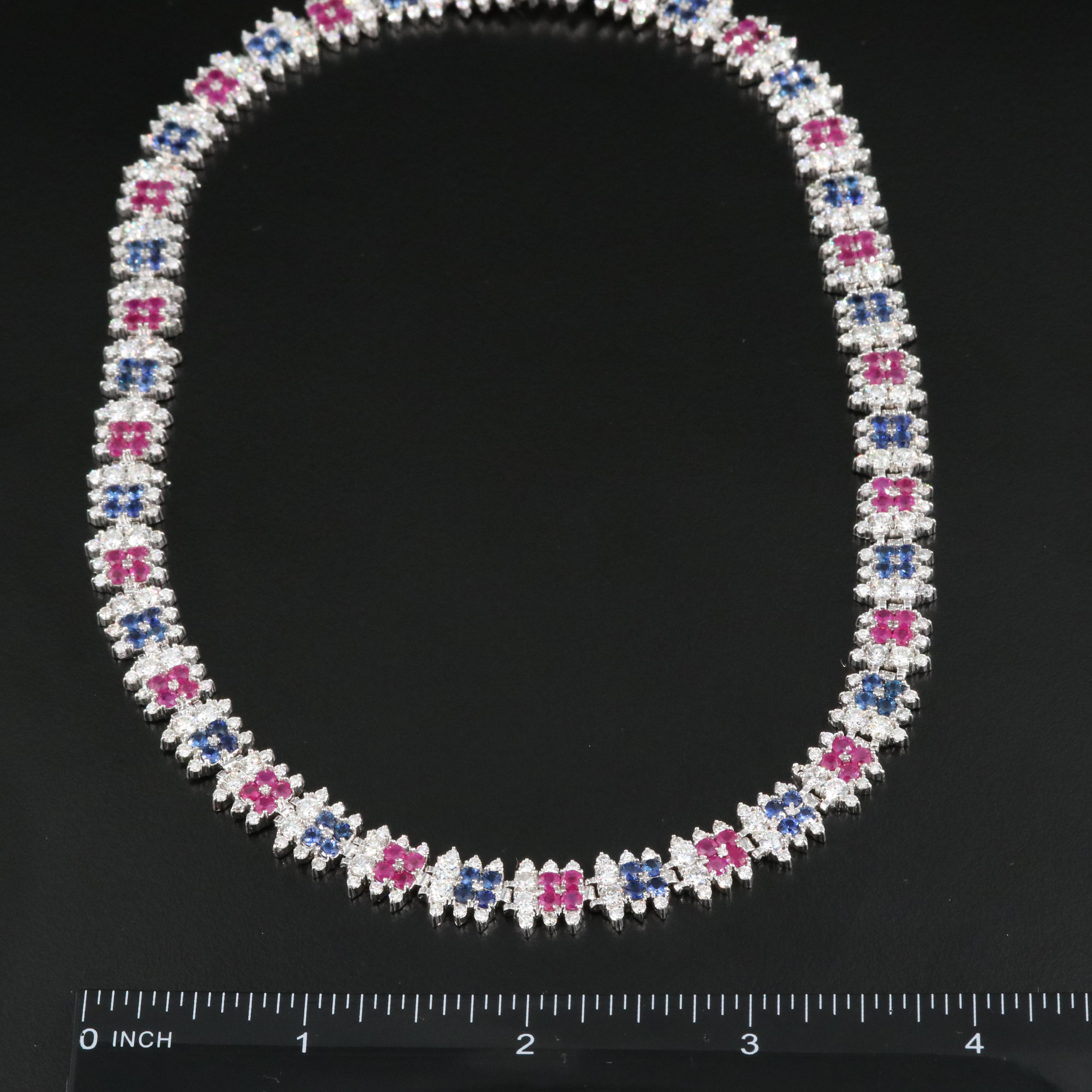 14K 10.92 CTW Diamond, Ruby and Sapphire Necklace