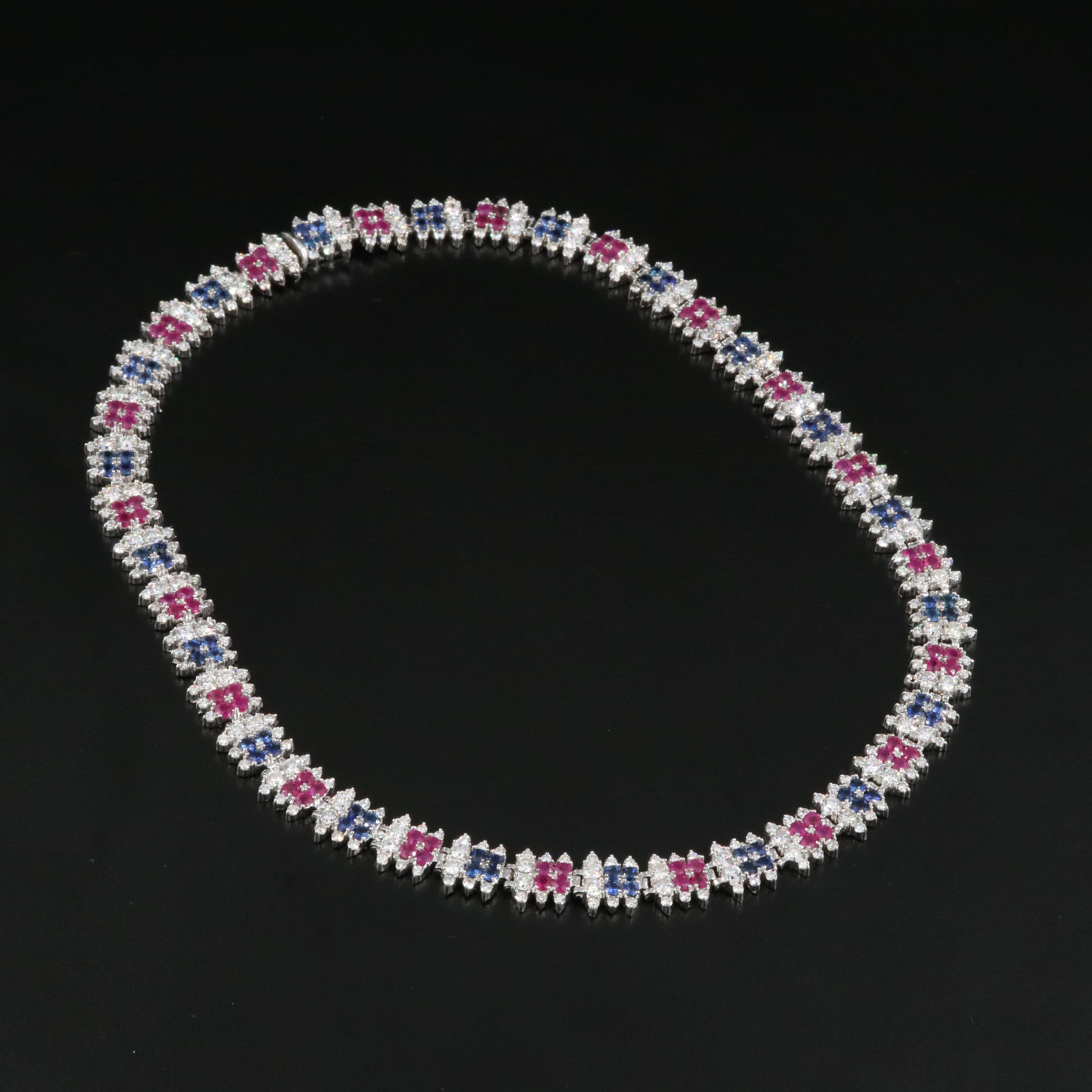 14K 10.92 CTW Diamond, Ruby and Sapphire Necklace