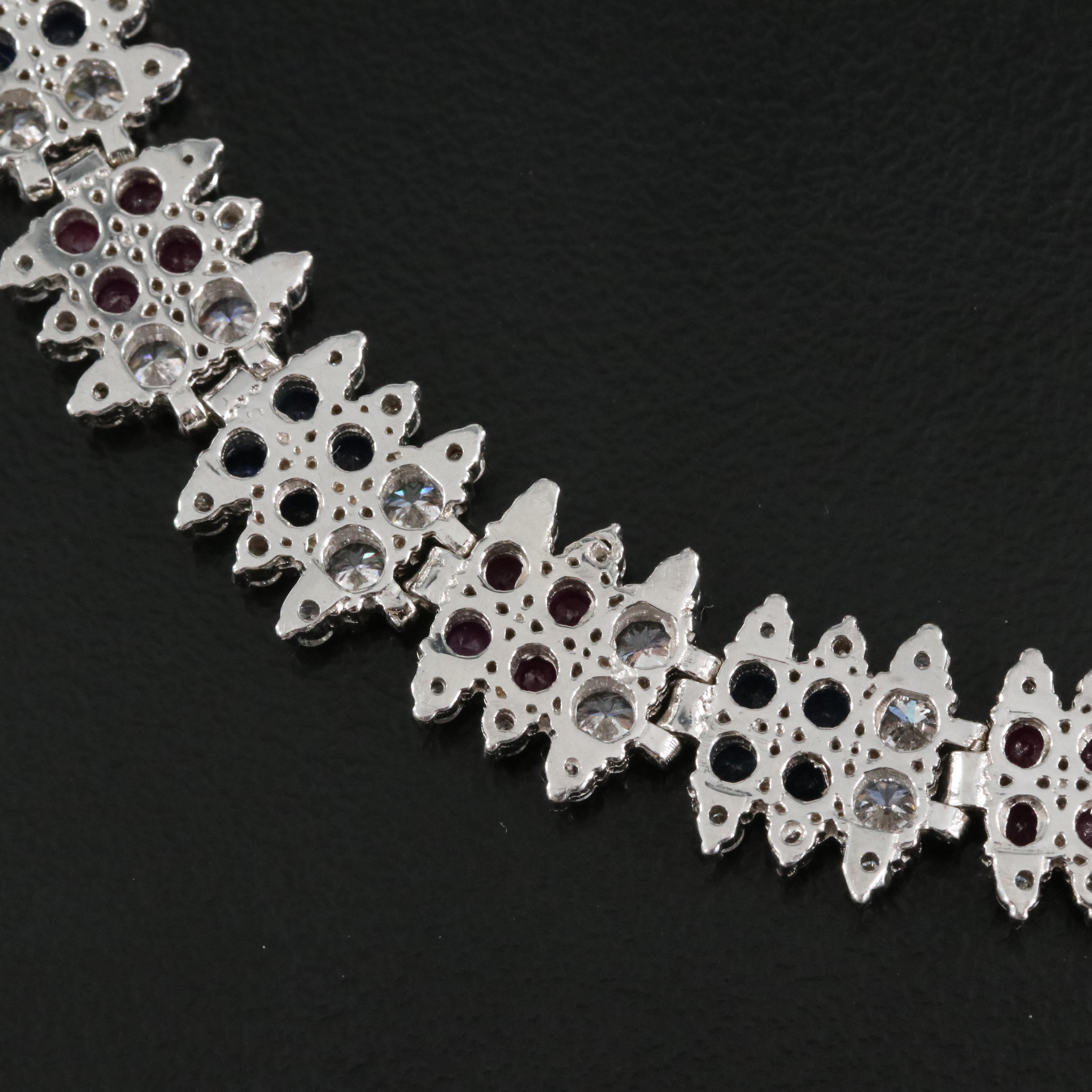 14K 10.92 CTW Diamond, Ruby and Sapphire Necklace