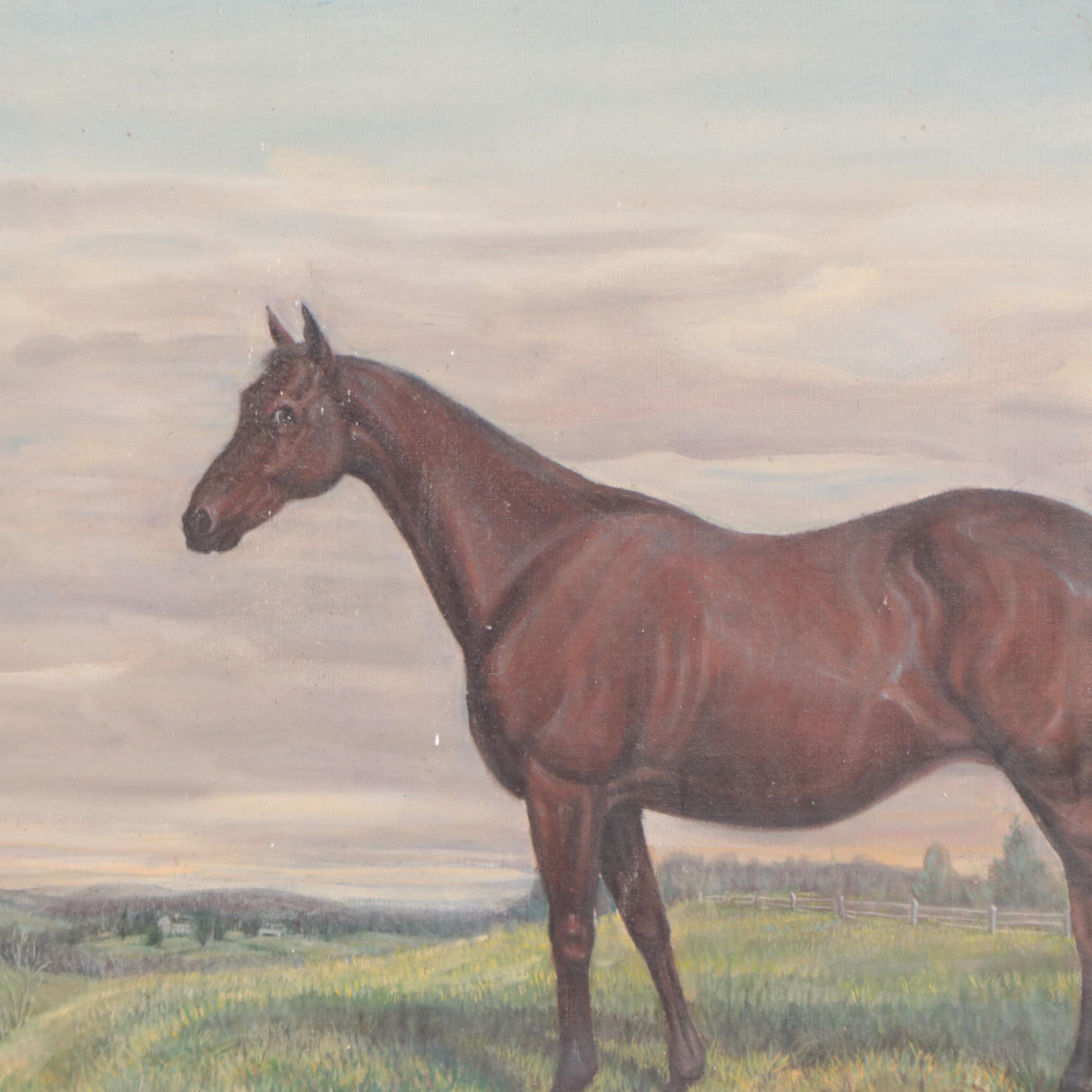 Pastoral Portrait Oil Painting of a Horse, Early-Mid-20th Century