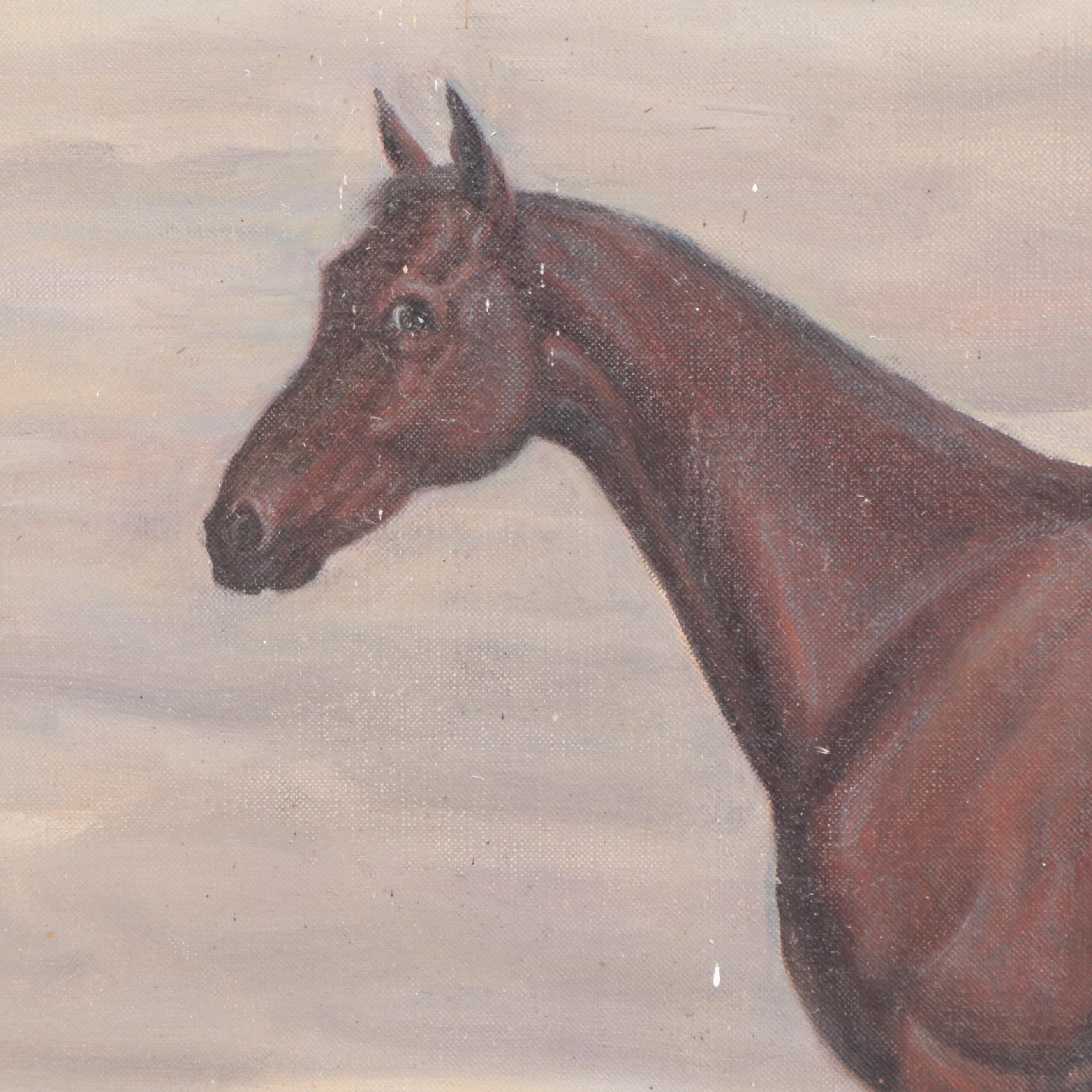 Pastoral Portrait Oil Painting of a Horse, Early-Mid-20th Century