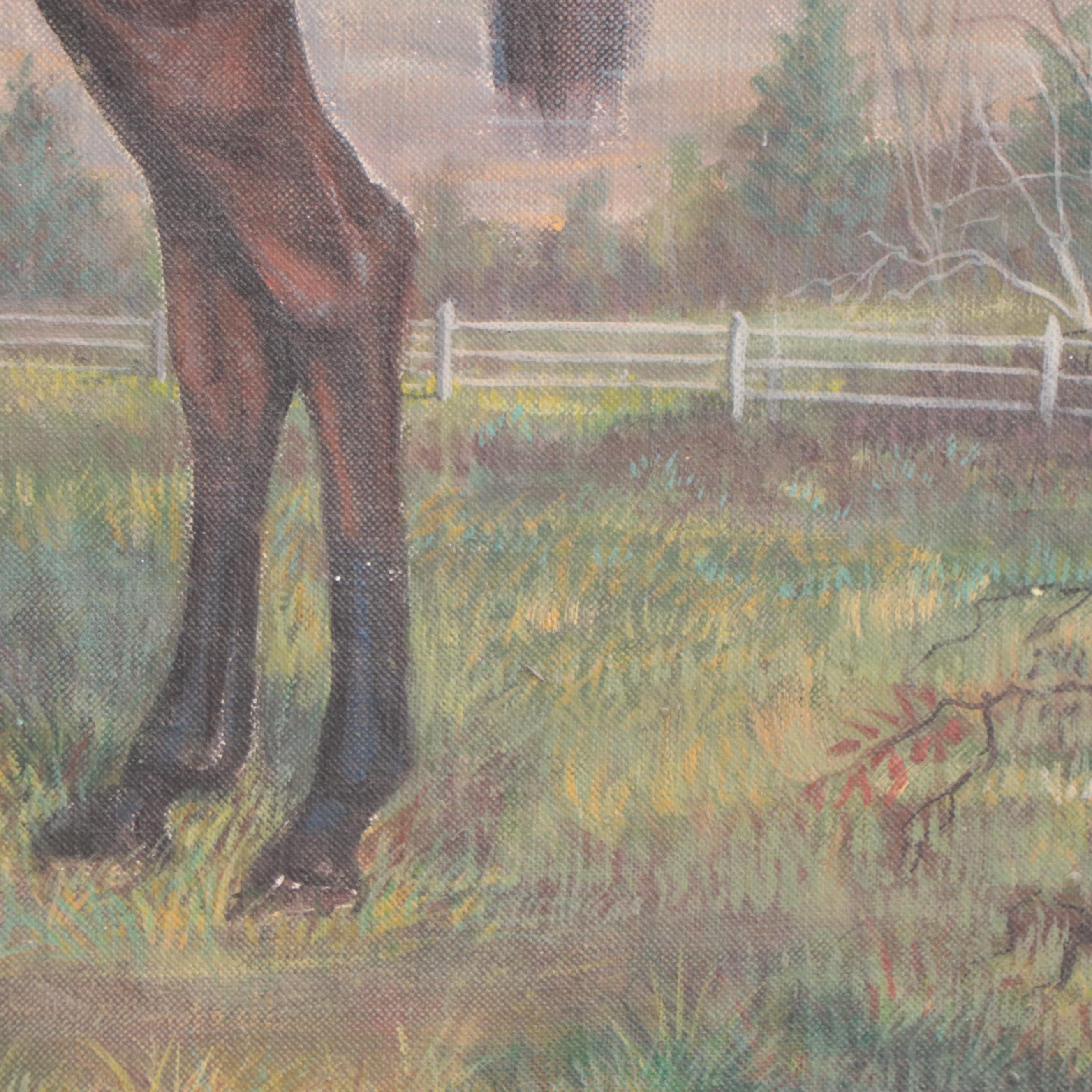 Pastoral Portrait Oil Painting of a Horse, Early-Mid-20th Century