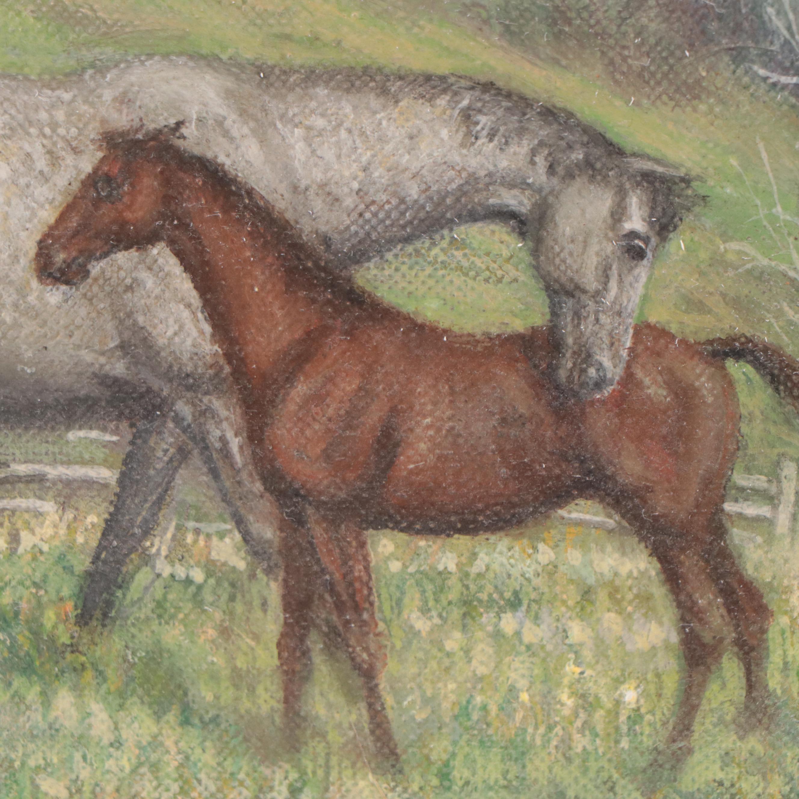 Pastoral Portrait Oil Painting of a Horse, Early-Mid-20th Century