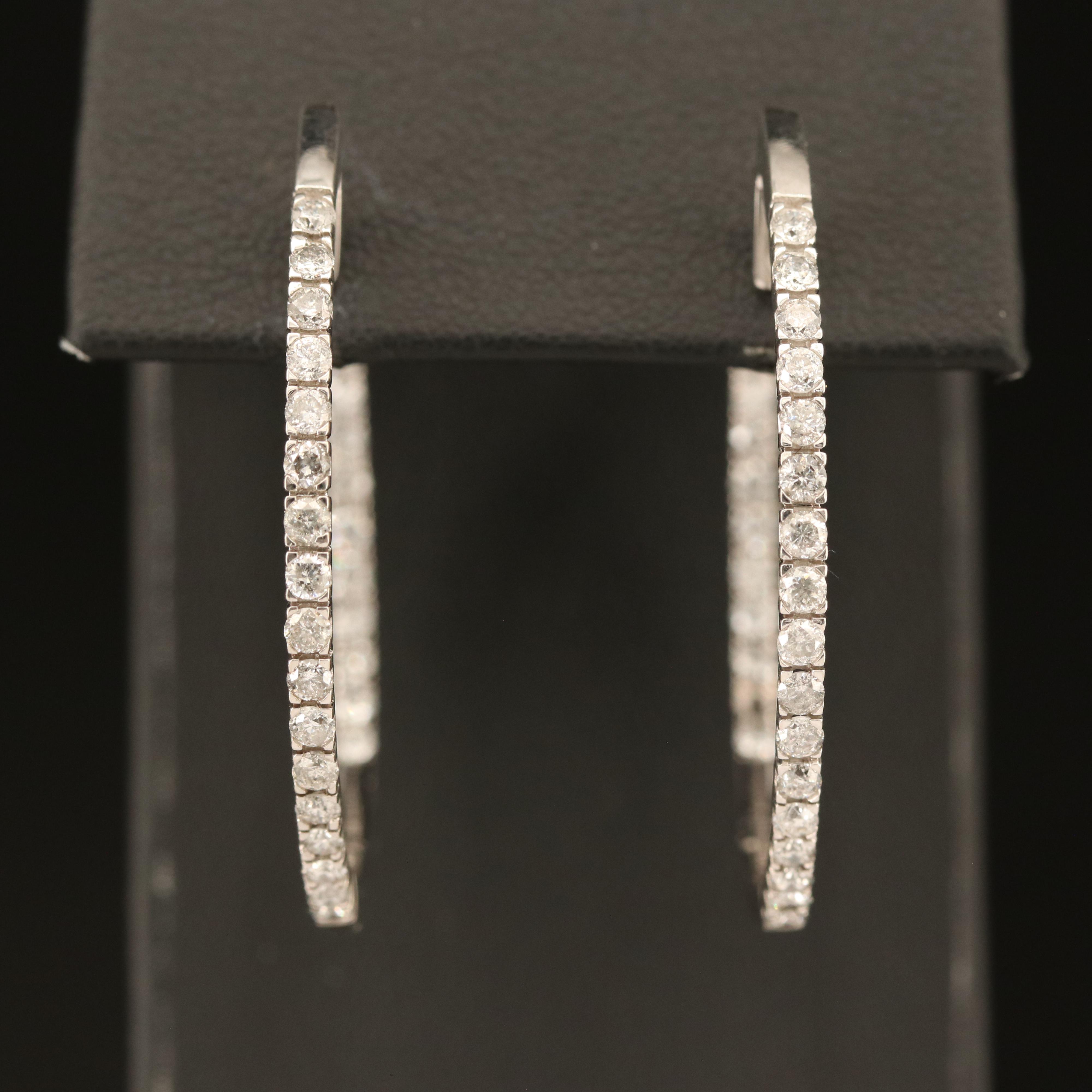 14K 1.99 CTW Diamond Inside-Out Large Hoop Earrings