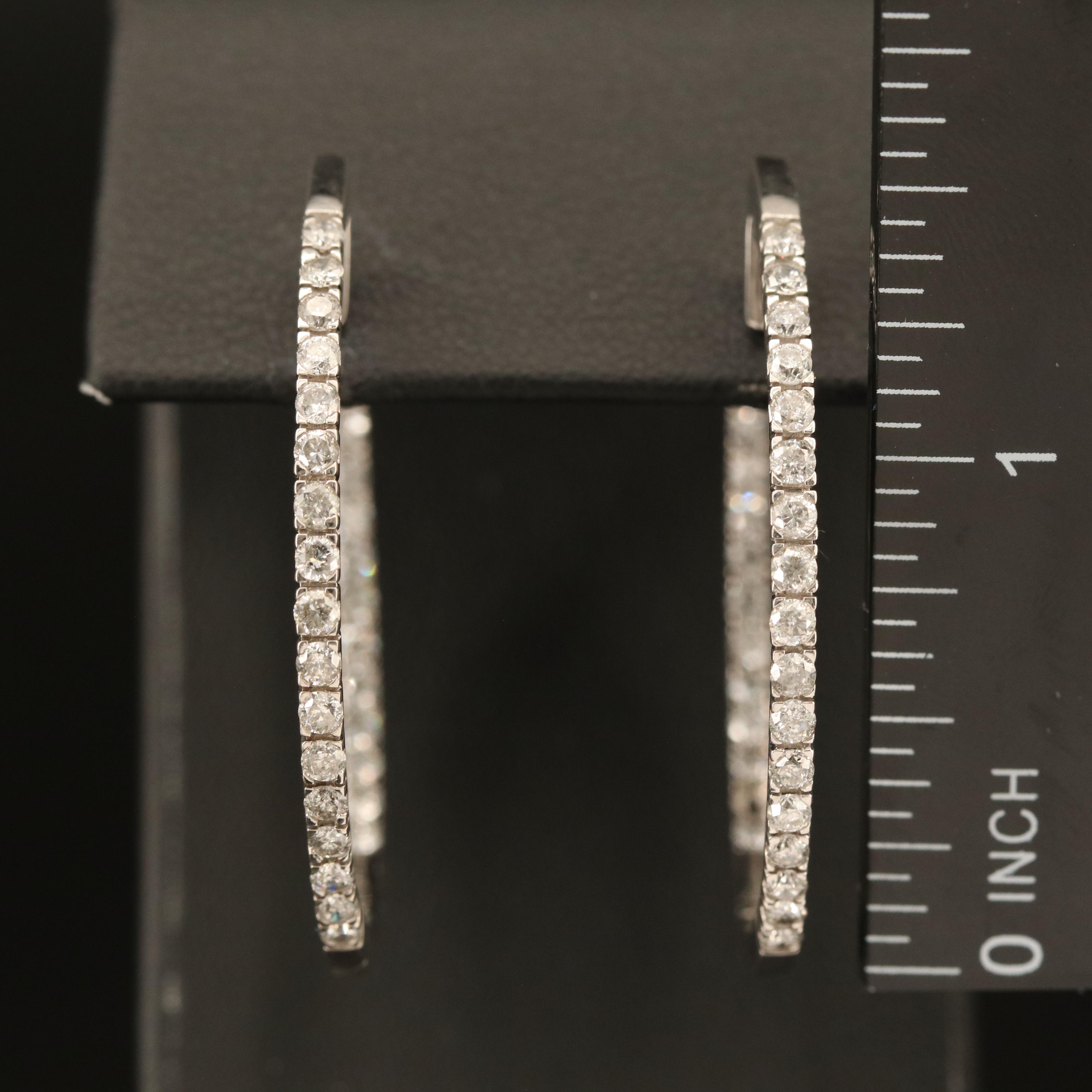 14K 1.99 CTW Diamond Inside-Out Large Hoop Earrings