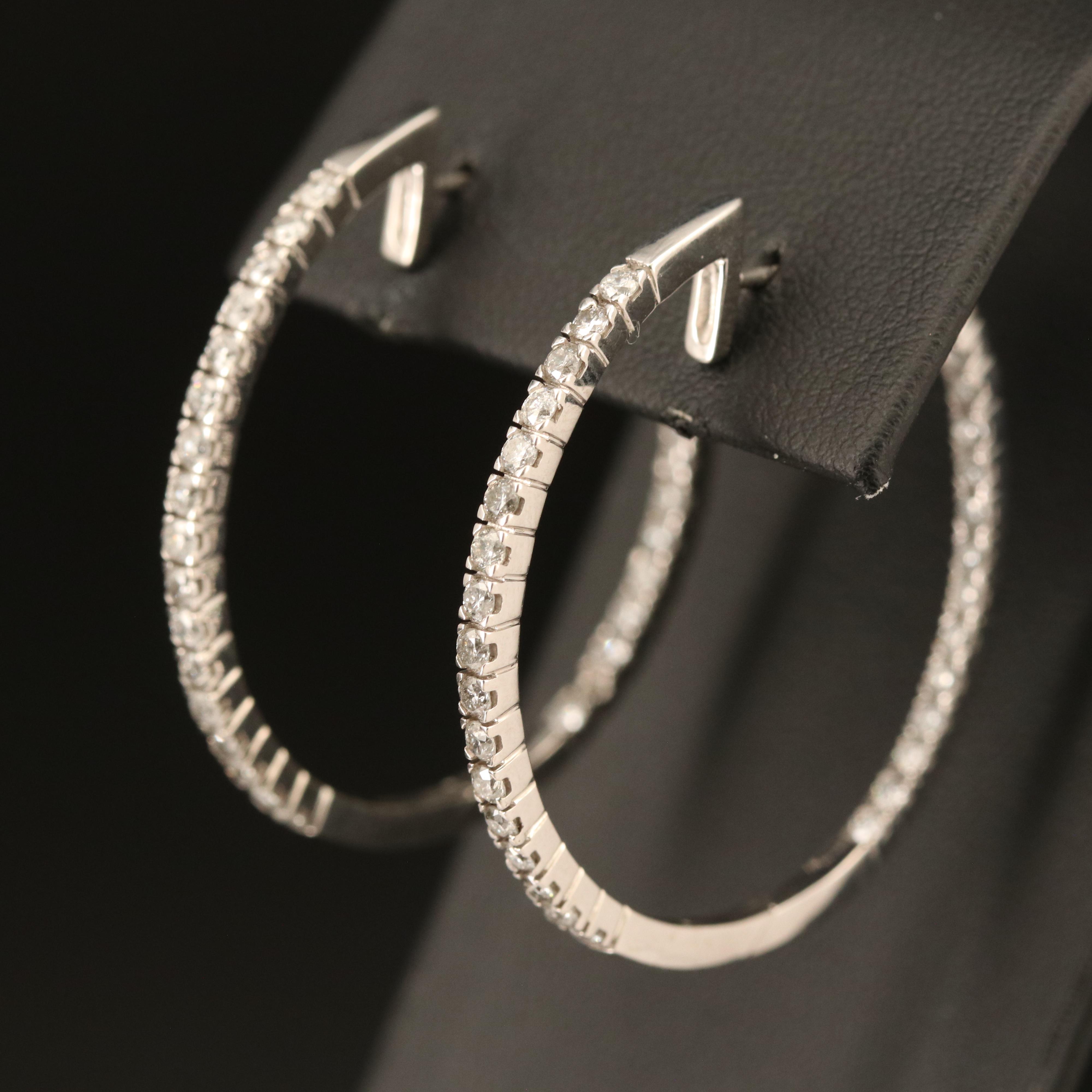 14K 1.99 CTW Diamond Inside-Out Large Hoop Earrings
