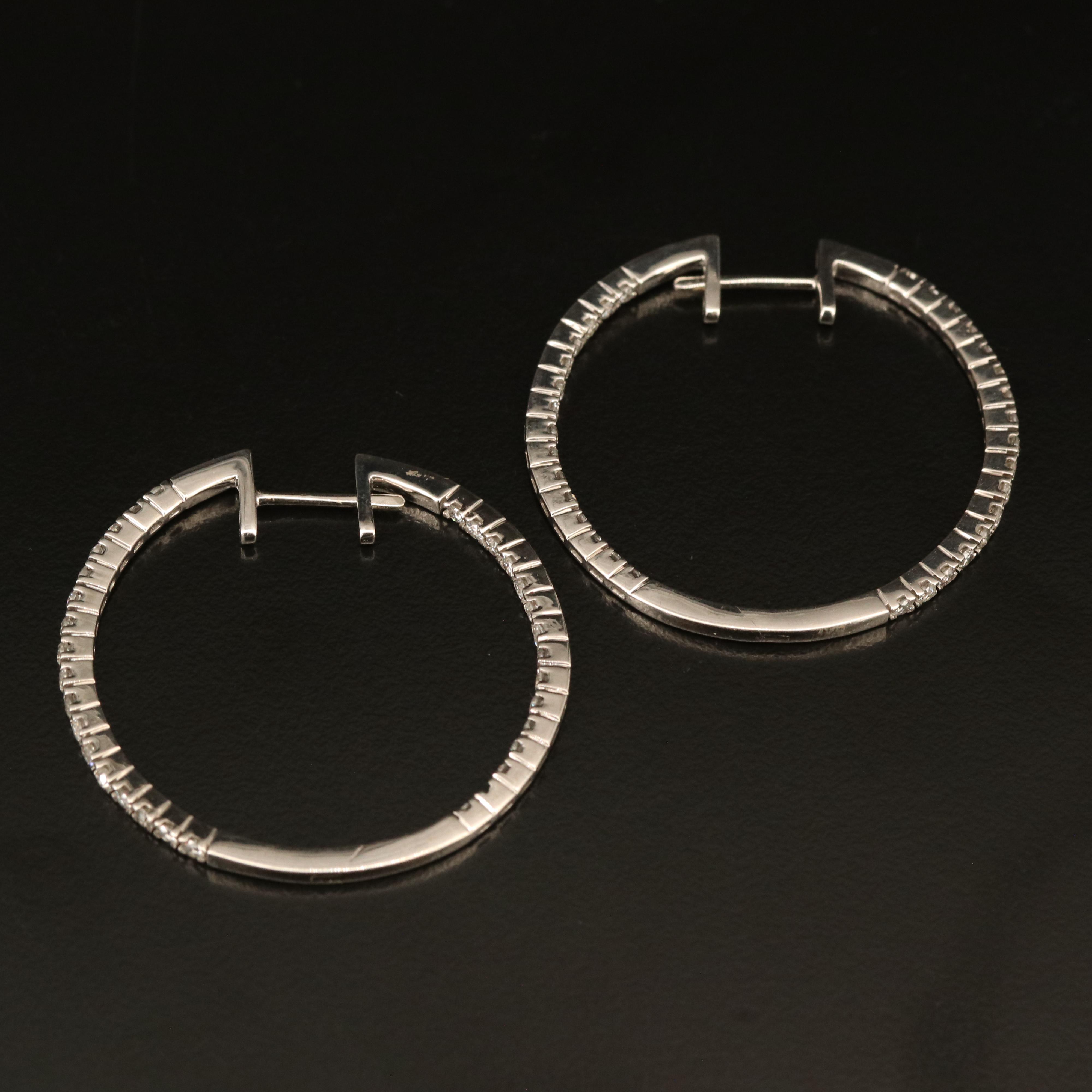 14K 1.99 CTW Diamond Inside-Out Large Hoop Earrings