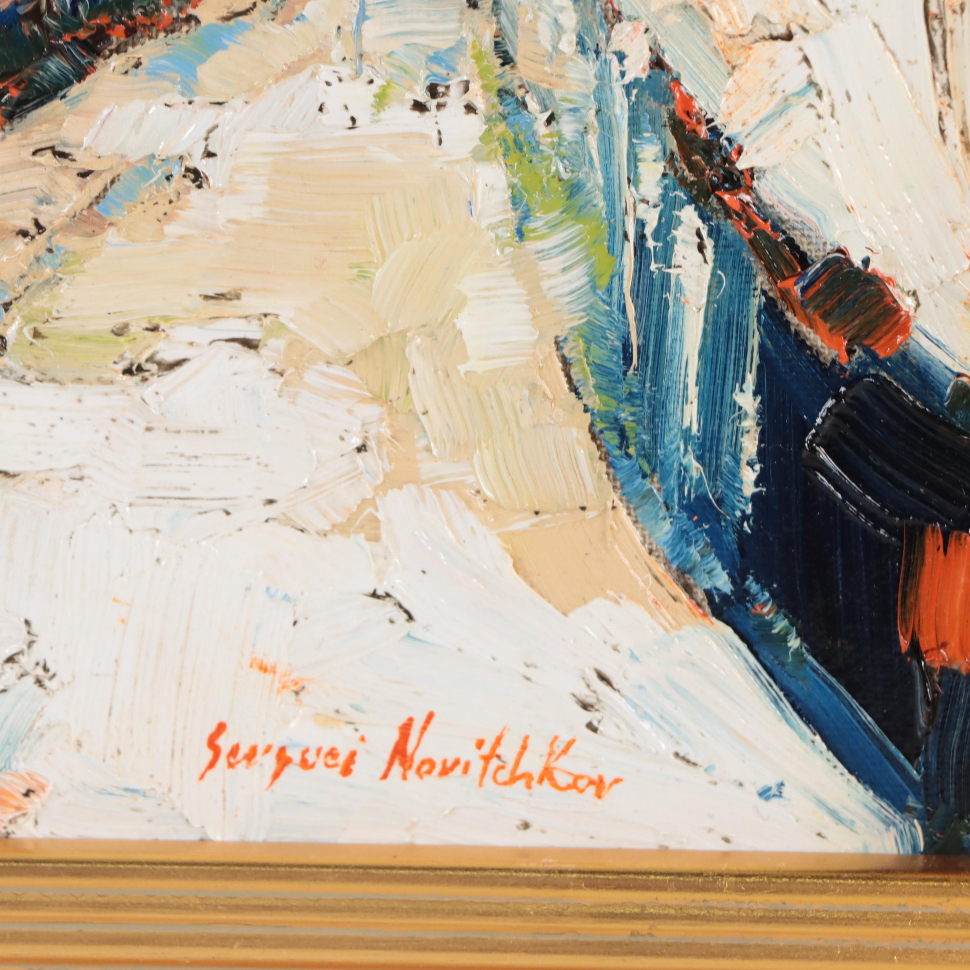 Serguei Novitchkov Street Scene Oil Painting "Genoa, Italy," 2023