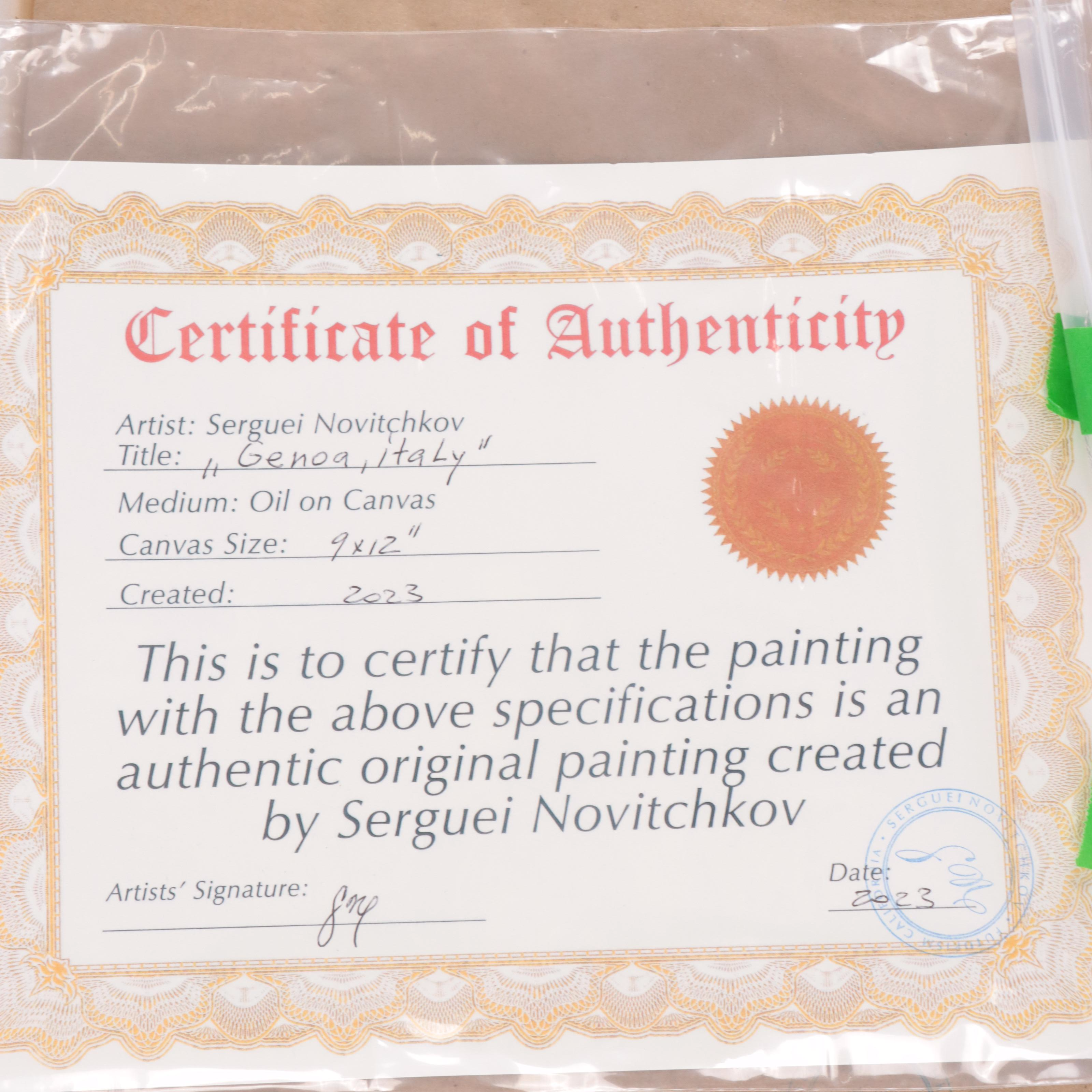 Serguei Novitchkov Street Scene Oil Painting "Genoa, Italy," 2023