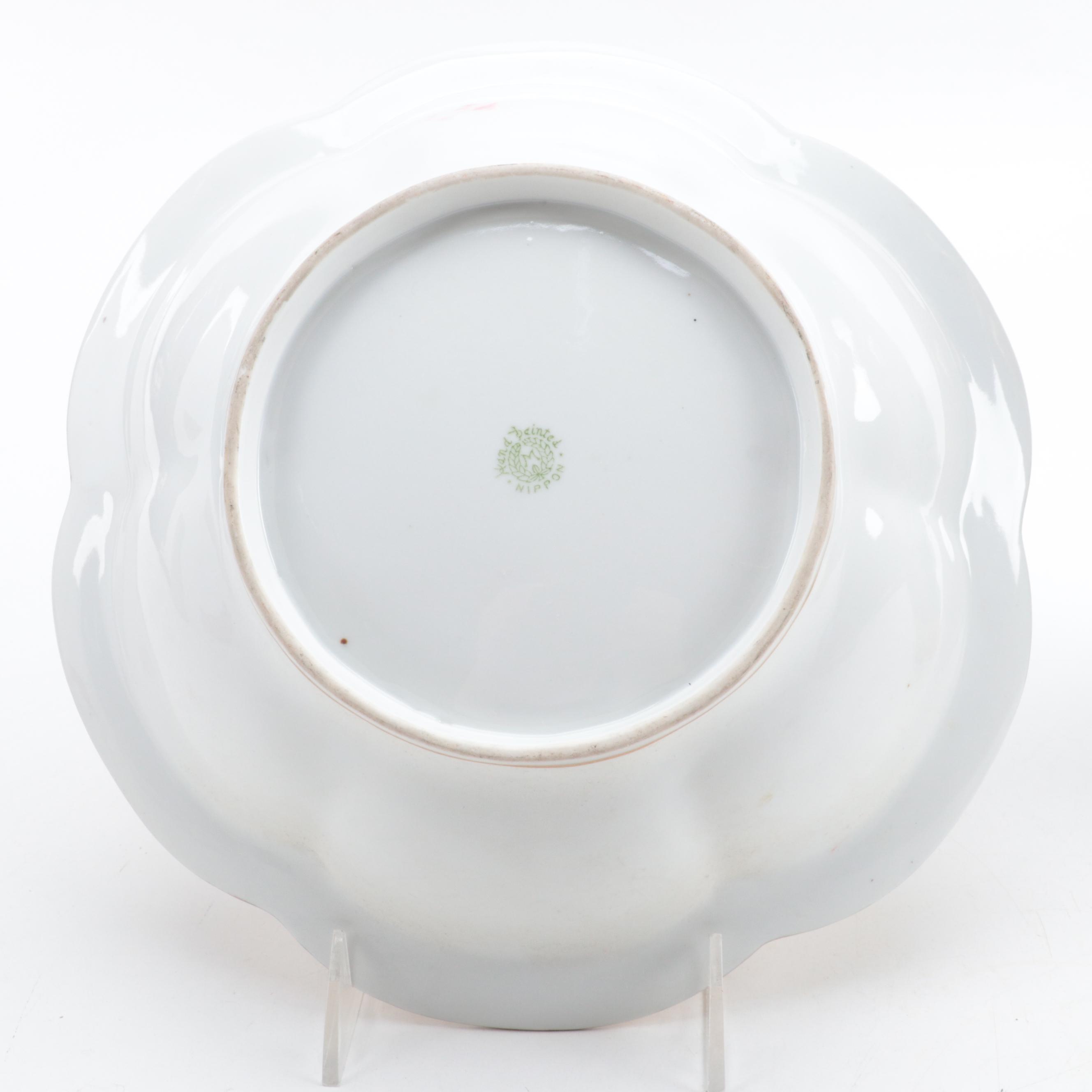 Morimura Brothers Nippon Hand-Painted Porcelain Bowl and Other Vase