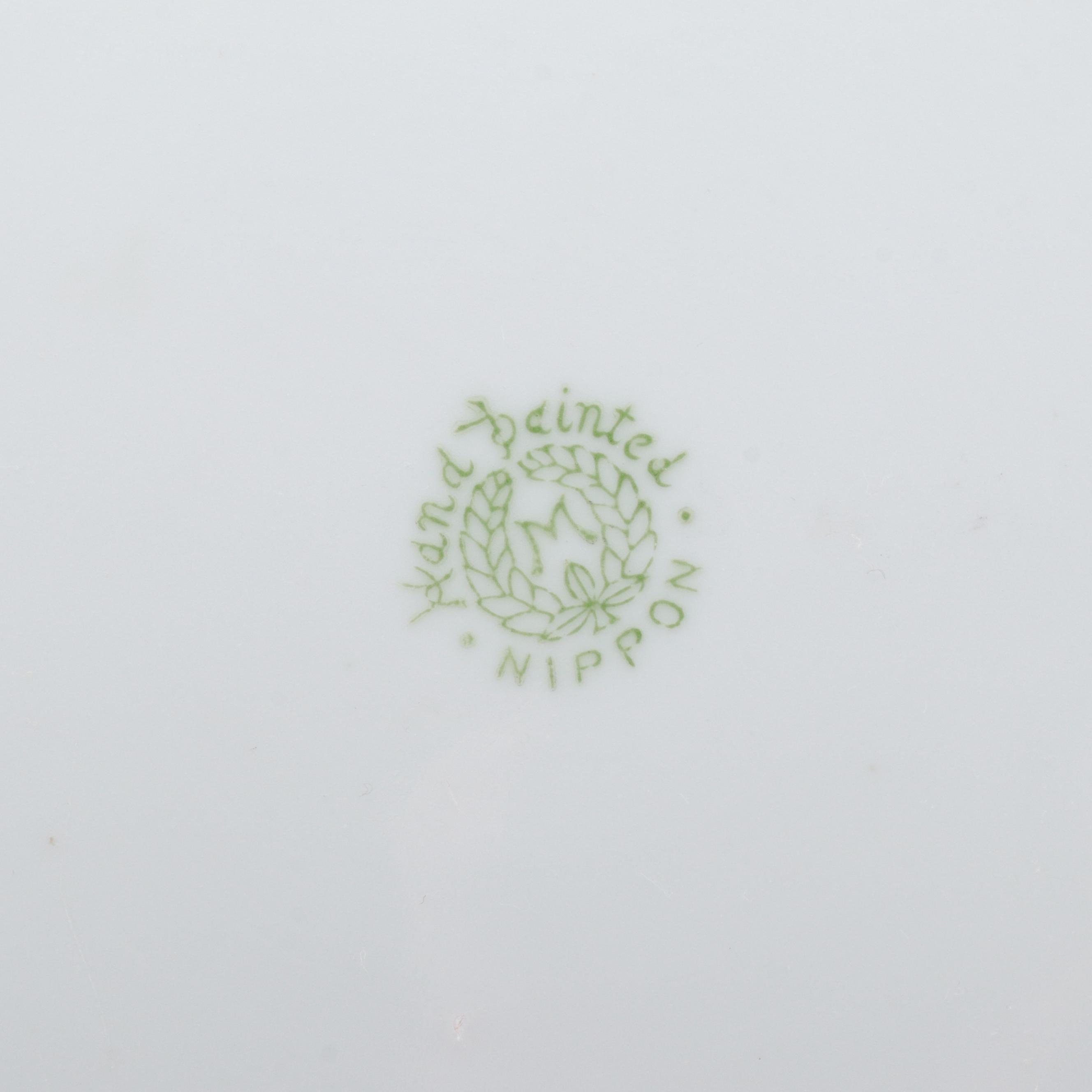 Morimura Brothers Nippon Hand-Painted Porcelain Bowl and Other Vase