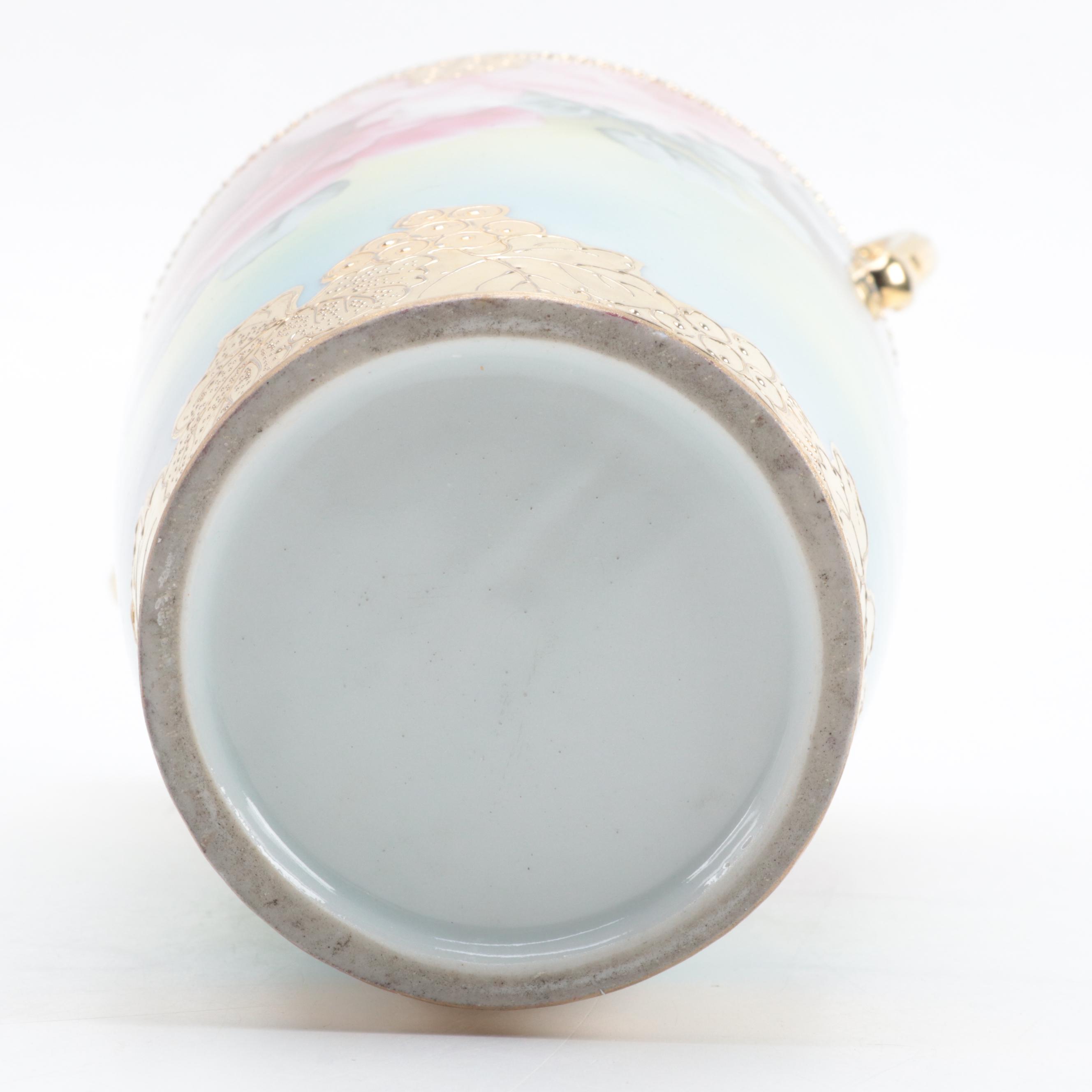 Morimura Brothers Nippon Hand-Painted Porcelain Bowl and Other Vase