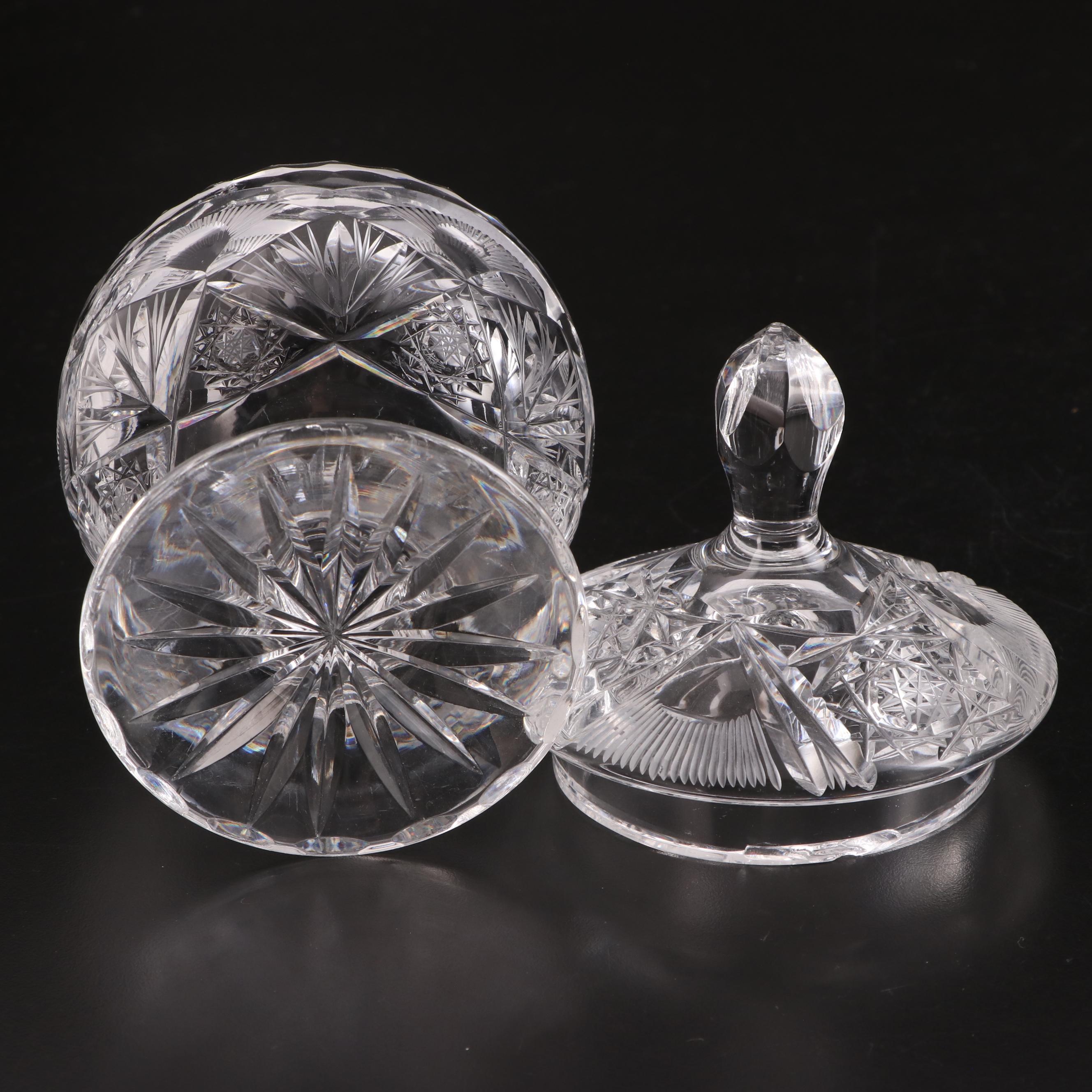 Brilliant Cut Glass Bowls, Dishes and Creamer
