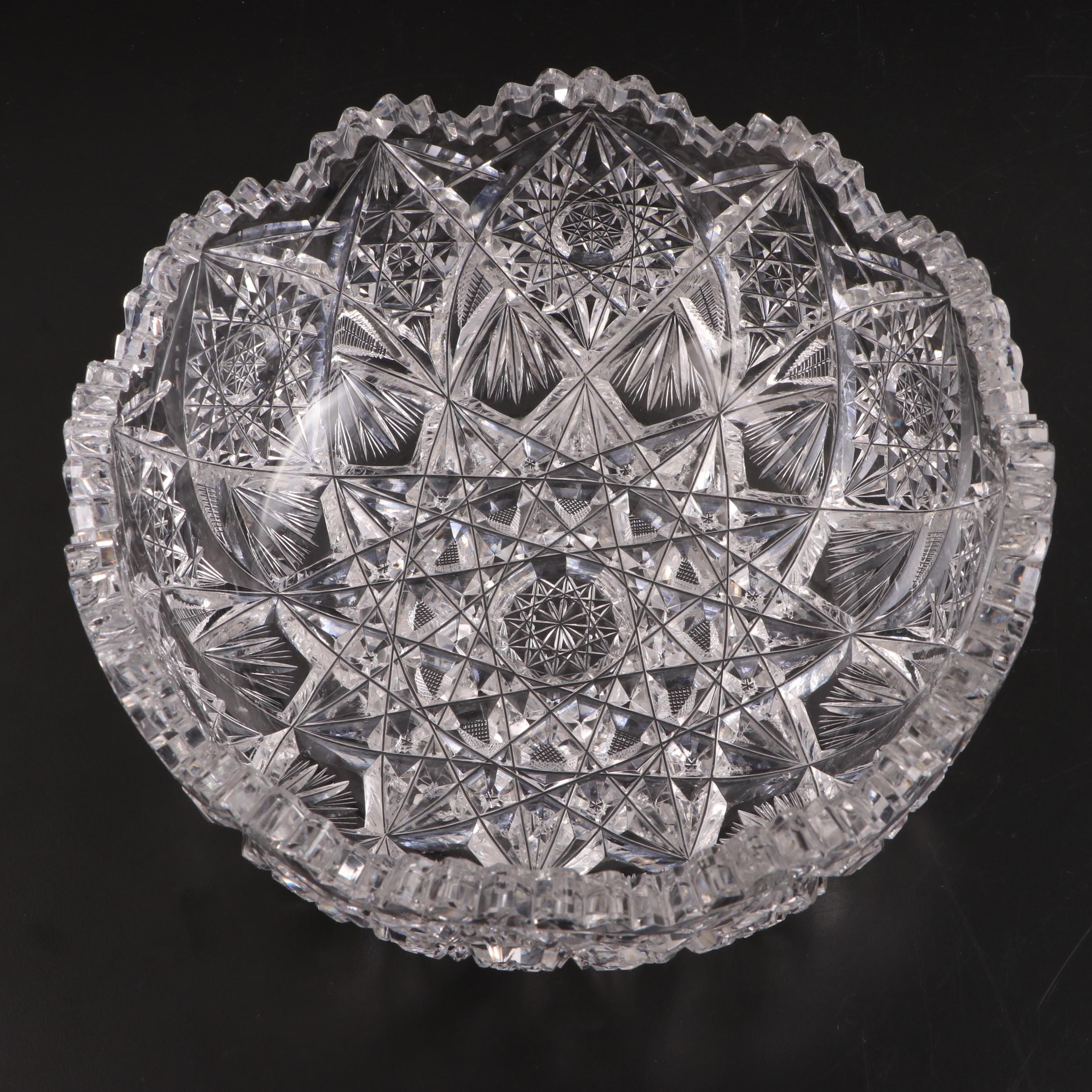 Brilliant Cut Glass Bowls, Dishes and Creamer