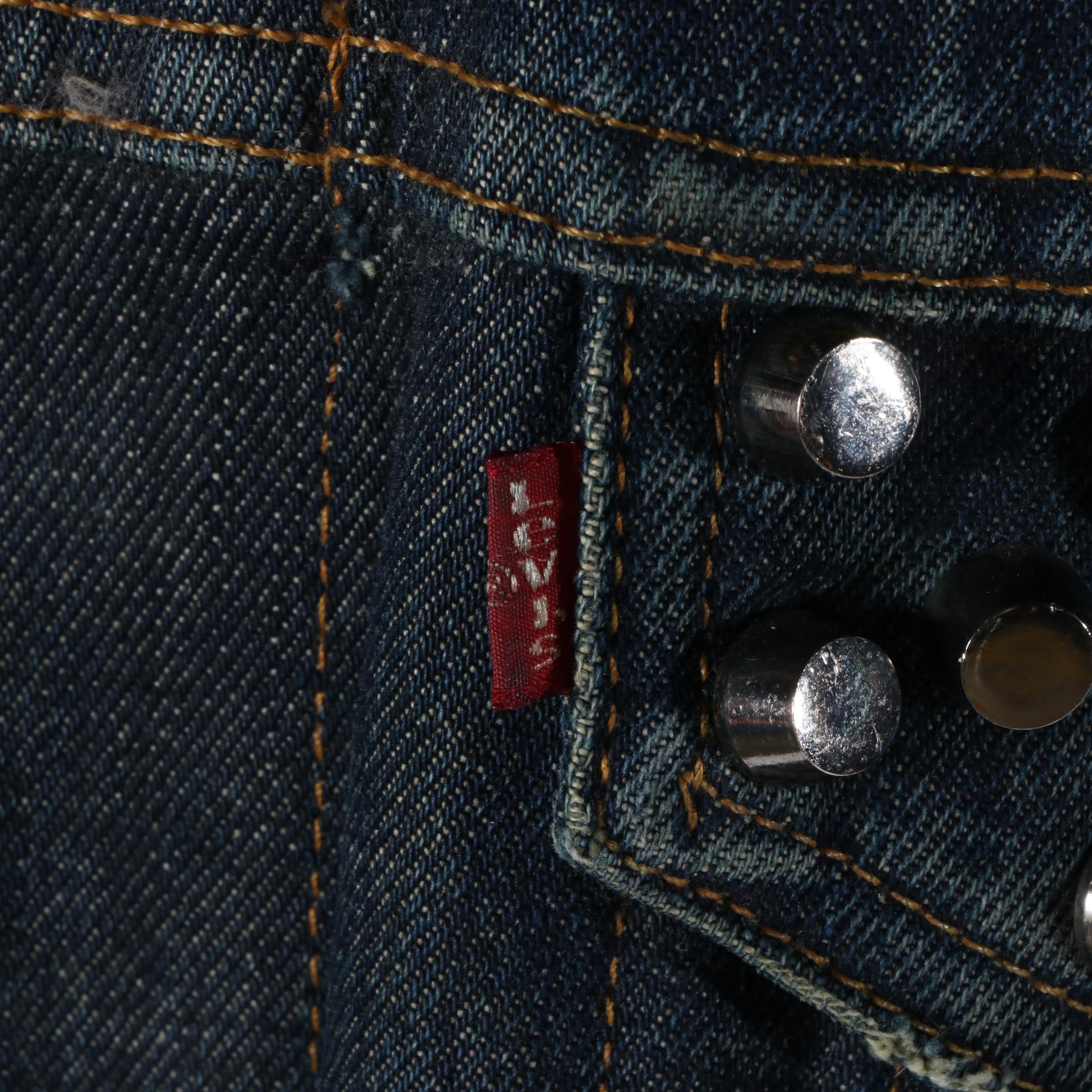 Levi Strauss & Co. Denim and Leather Studded Jacket with Rabbit Fur Collar