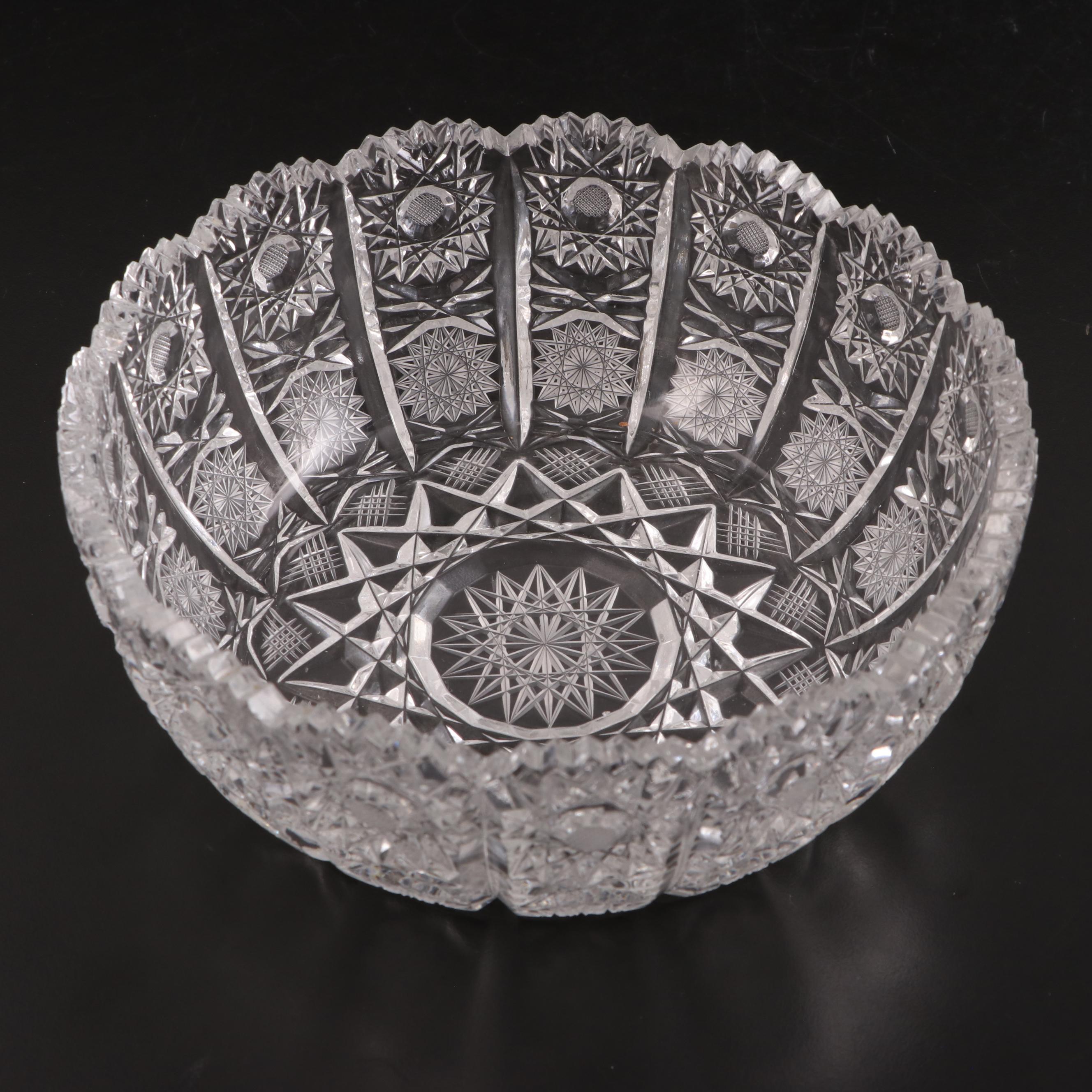 Brilliant Cut Glass Bowls, Dishes and Creamer