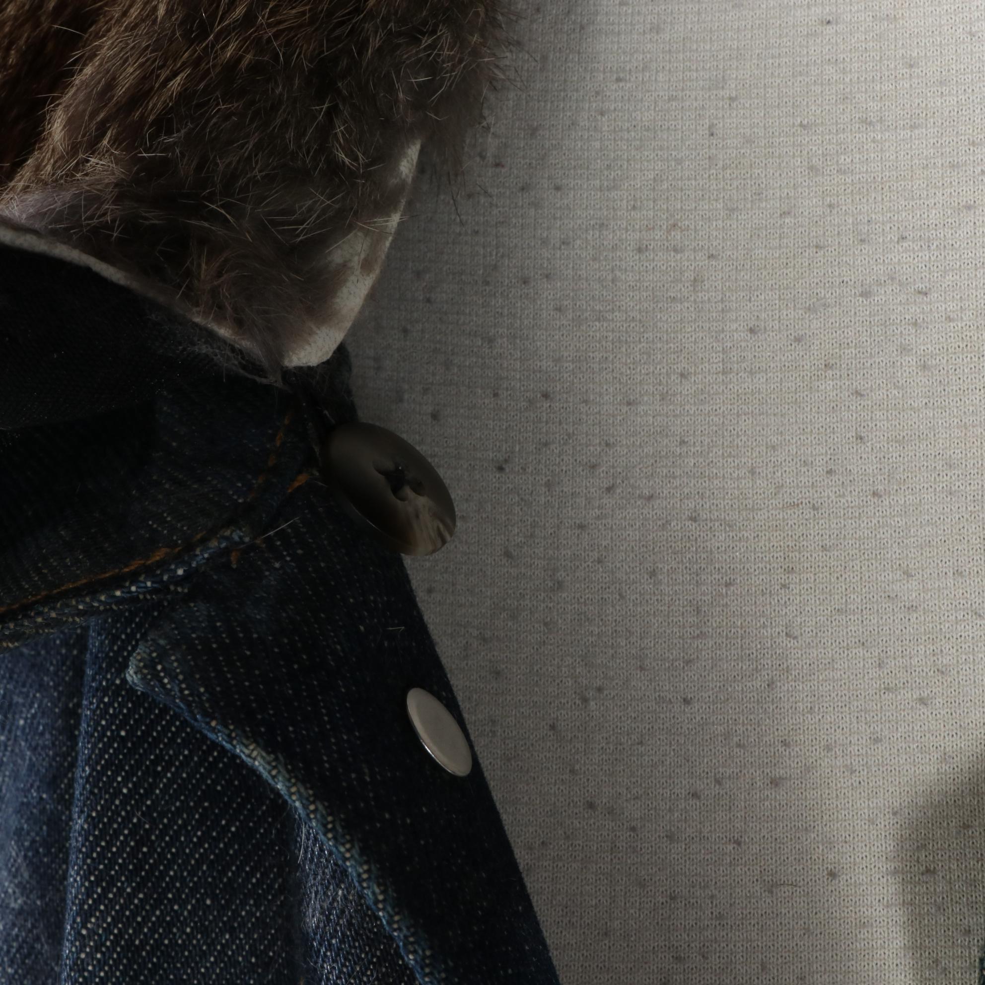 Levi Strauss & Co. Denim and Leather Studded Jacket with Rabbit Fur Collar