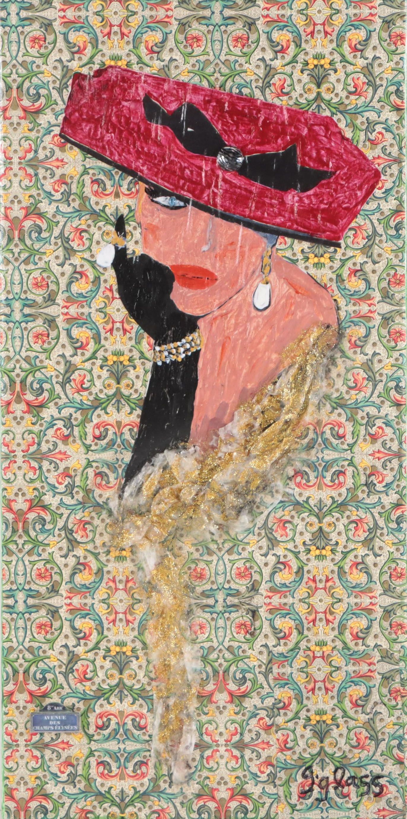 George Glass Mixed Media Painting "Off to Paris," 21st Century