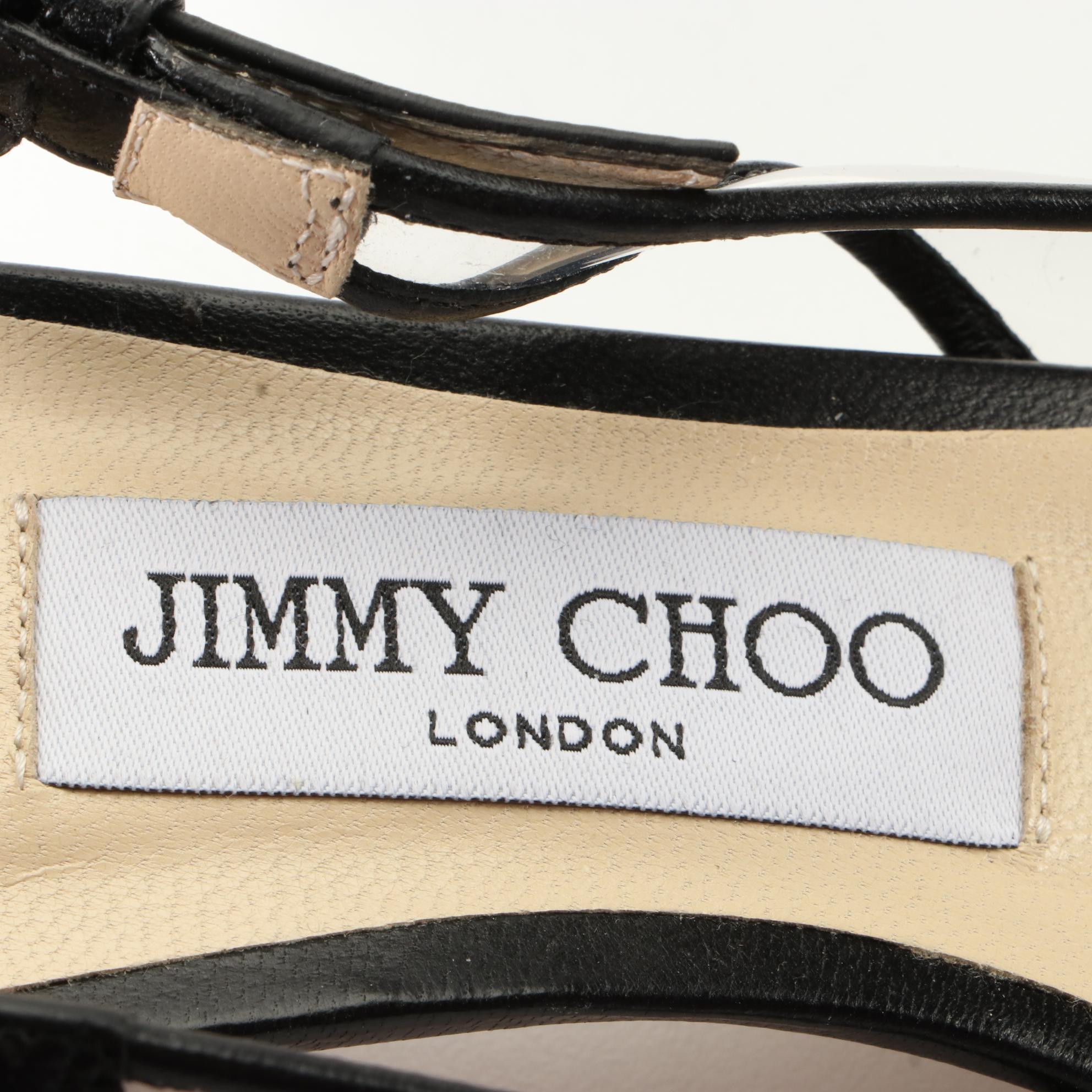 Jimmy Choo Leather and PVC Slingbacks