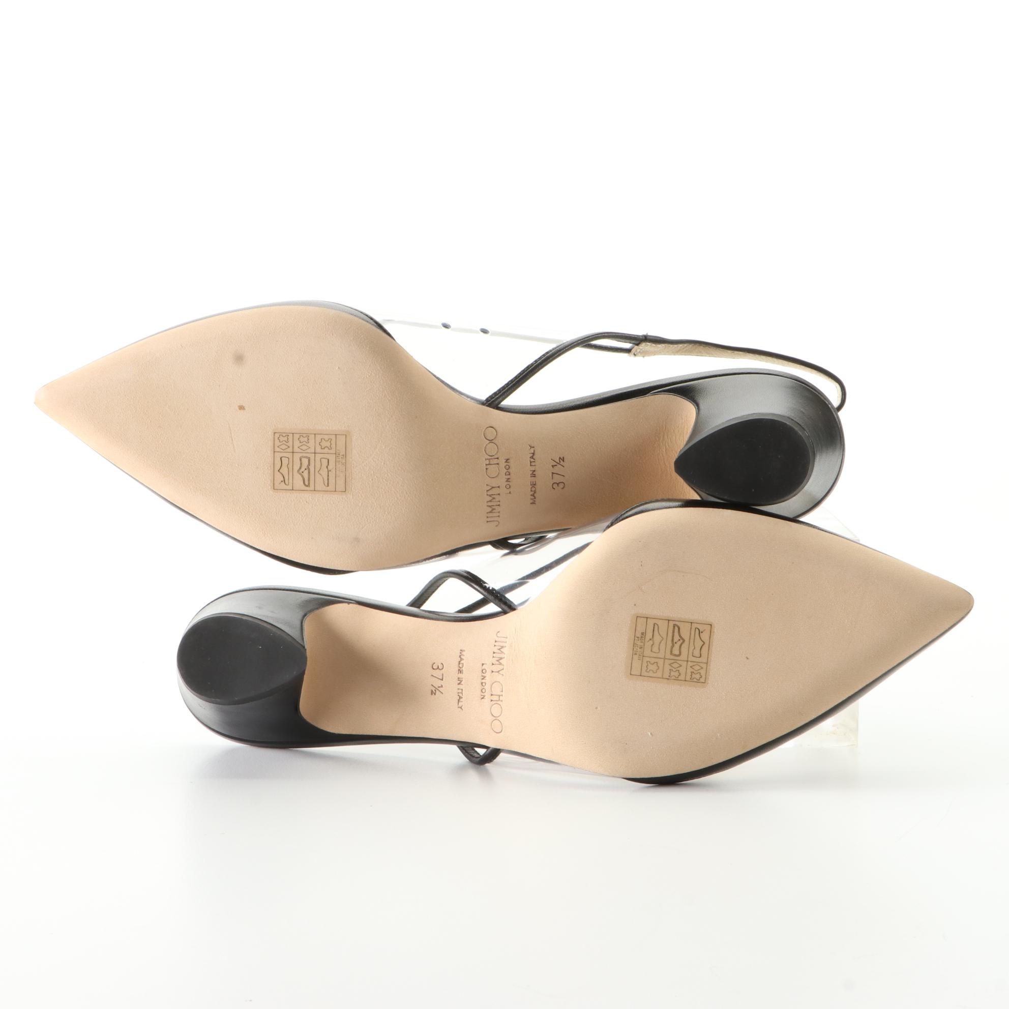 Jimmy Choo Leather and PVC Slingbacks