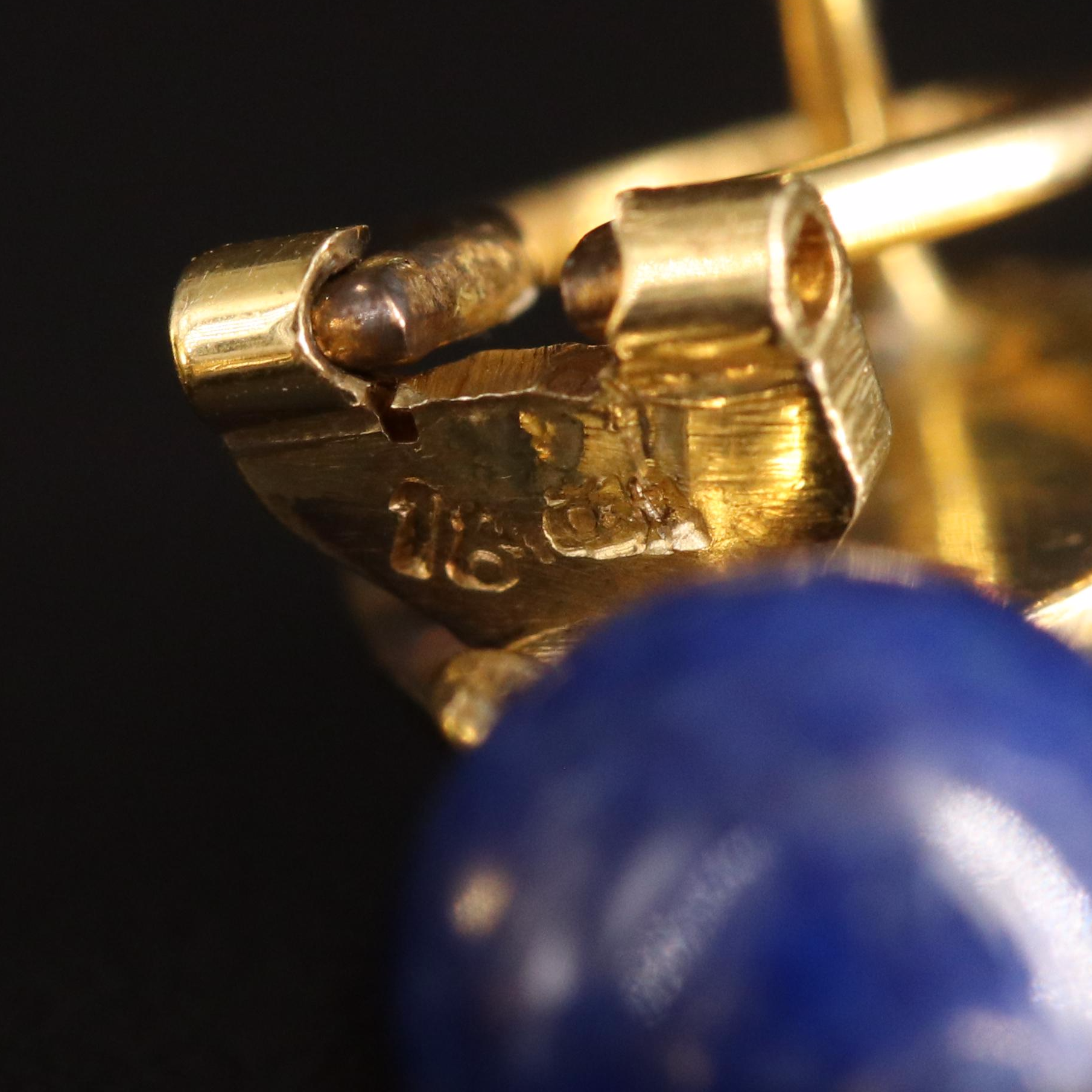 Vintage 18K Lapis Lazuli Drop Earrings