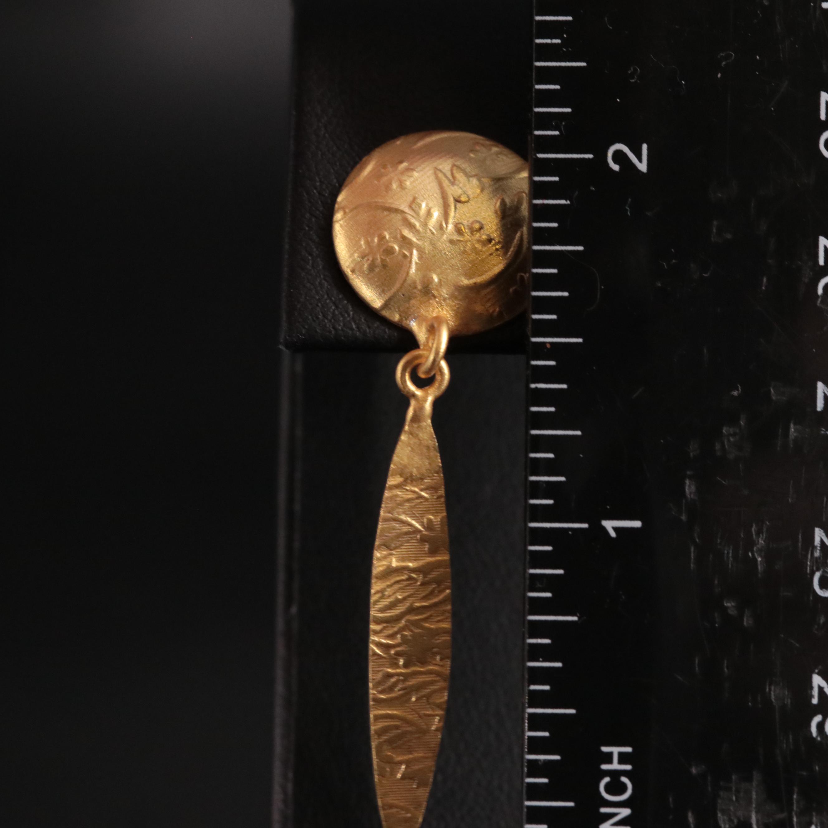 Gold Plated Drop Earrings with Textured Design