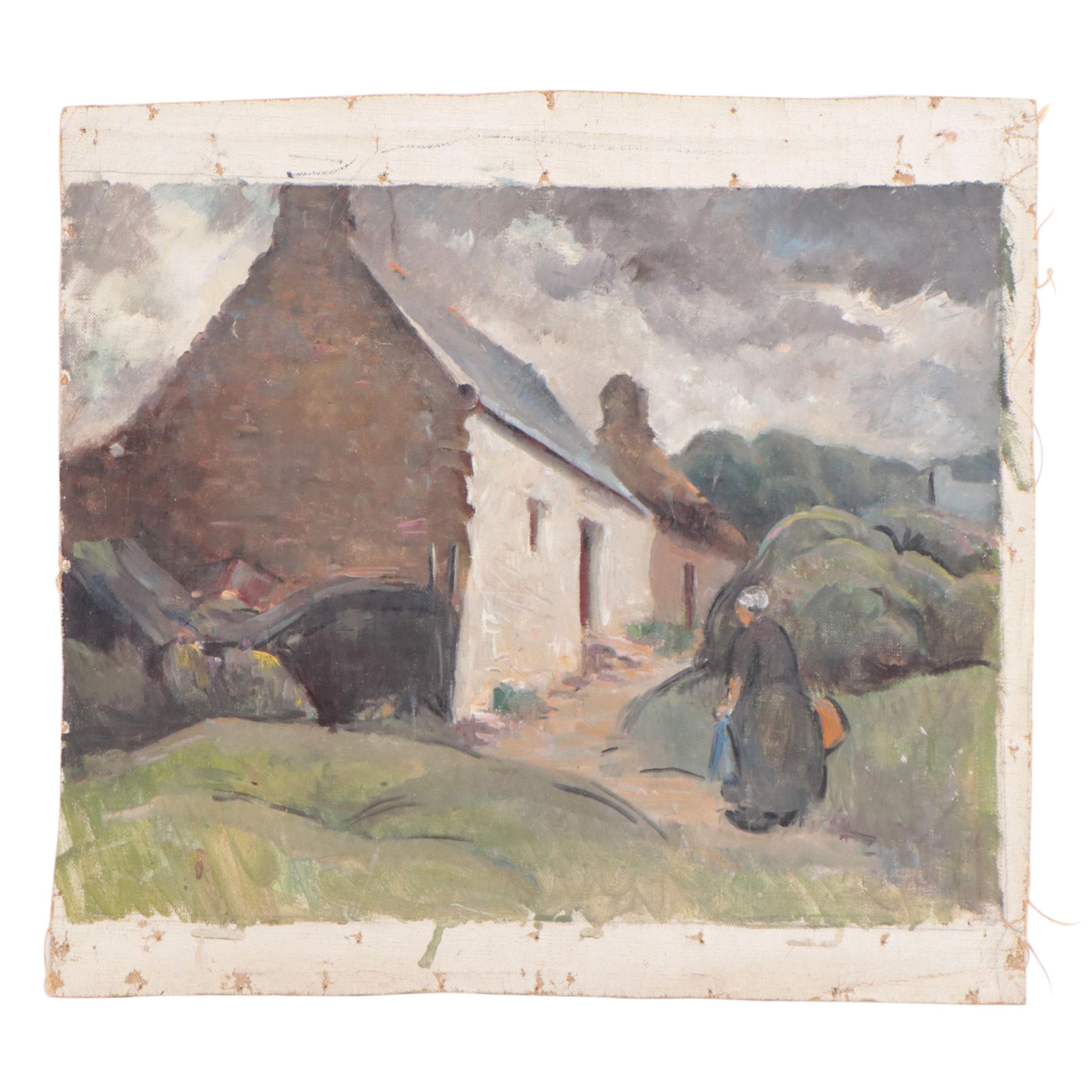 Oil Painting of Village House